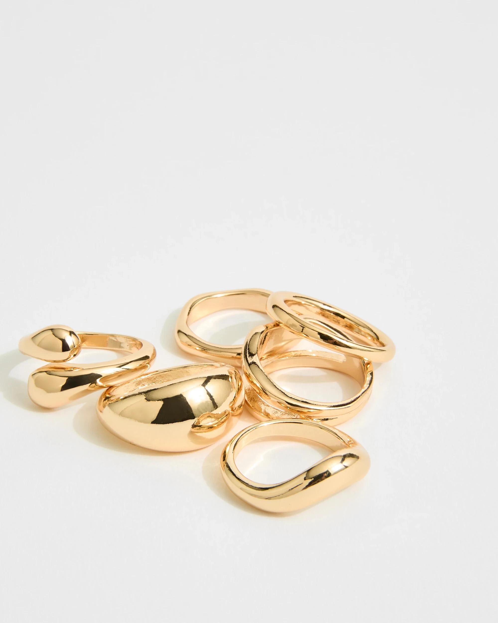 2 Target Woman 6 Pack Classic Stacking Ring Set GOLD LOOK, 2 of 2