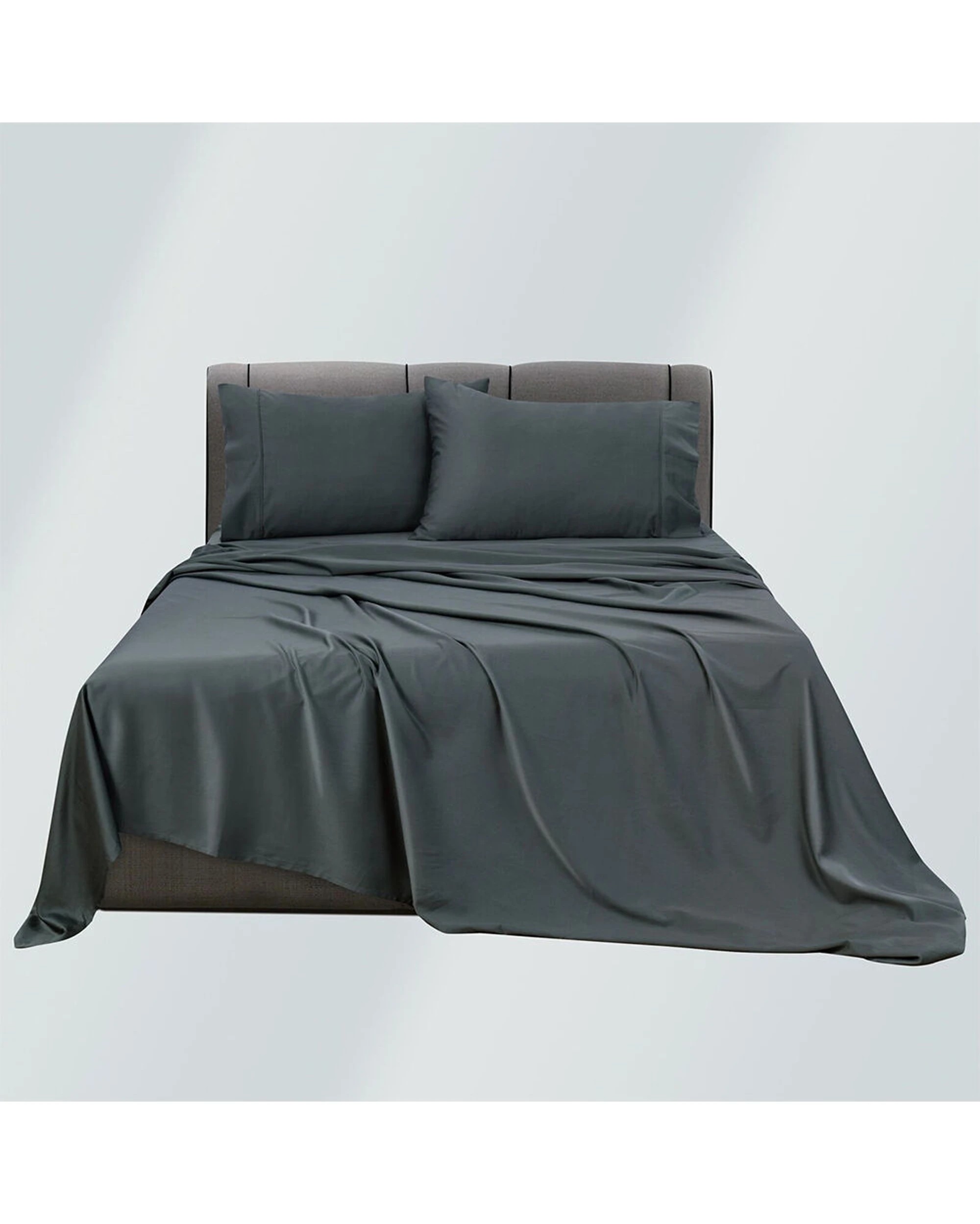 3 Bianca Rosebank 500TC Bamboo Cotton Sateen Blend Sheet Set With 2 Pillowcases - Super King Bed - Grey, 3 of 7