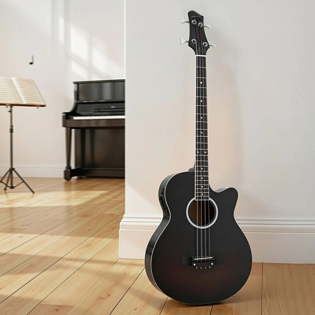 6 Alpha 43" Acoustic Bass Guitar 4-Band EQ - Black, 6 of 6