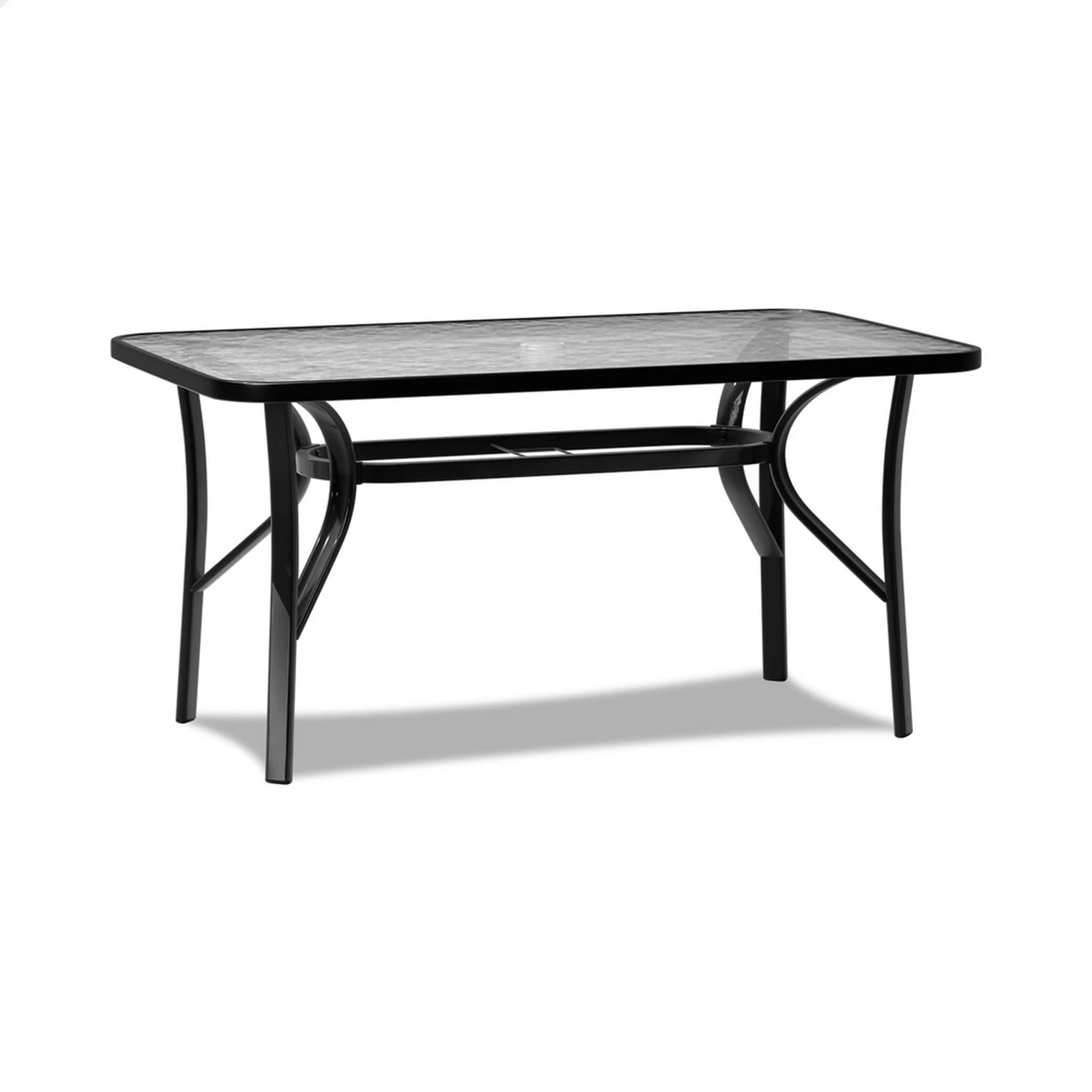 1 Alfordson Outdoor Furniture Patio Dining Table Garden 120CM X 70CM Glass - Black, 1 of 9
