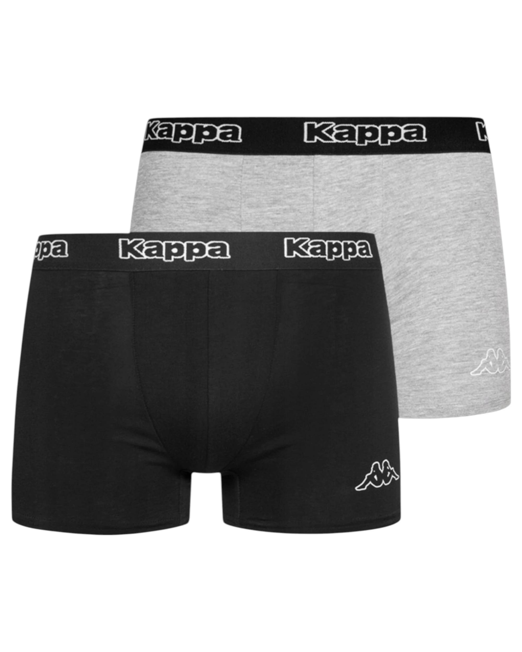 1 Kappa 2 x Mens Black/Grey Trunks Boxer Shorts Underwear BLACK/GREY, 1 of 4