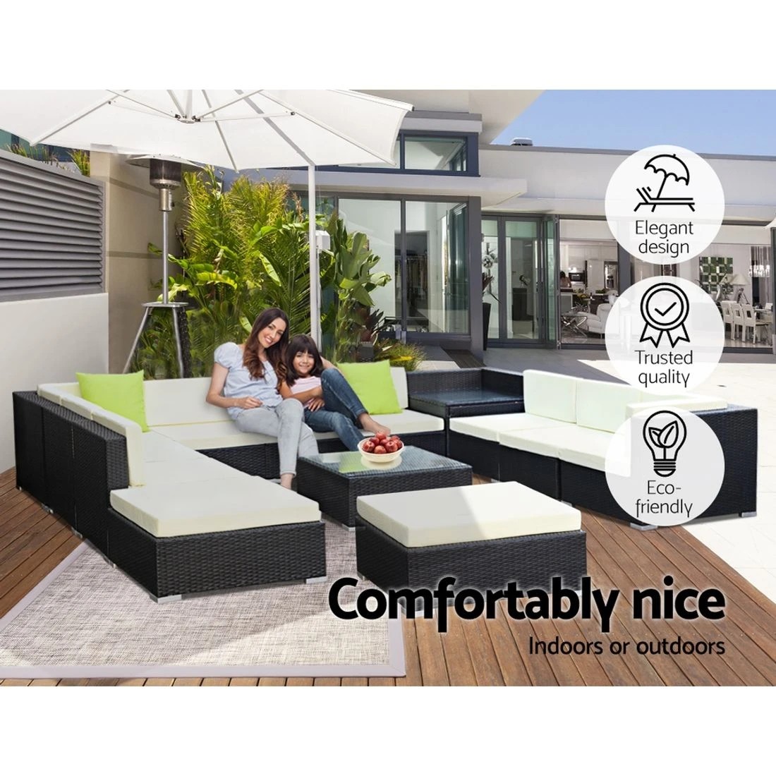 6 Gardeon 13-Piece Outdoor Sofa Set Wicker Couch Lounge Setting Cover - Black, 6 of 6