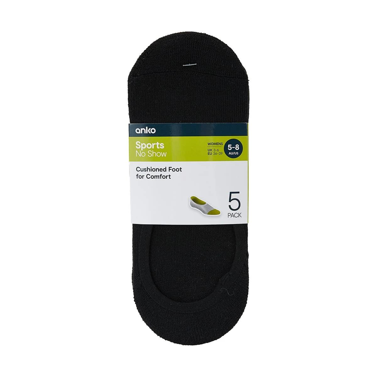 3 5 Pack Terry No Show Socks BLACK, 3 of 3