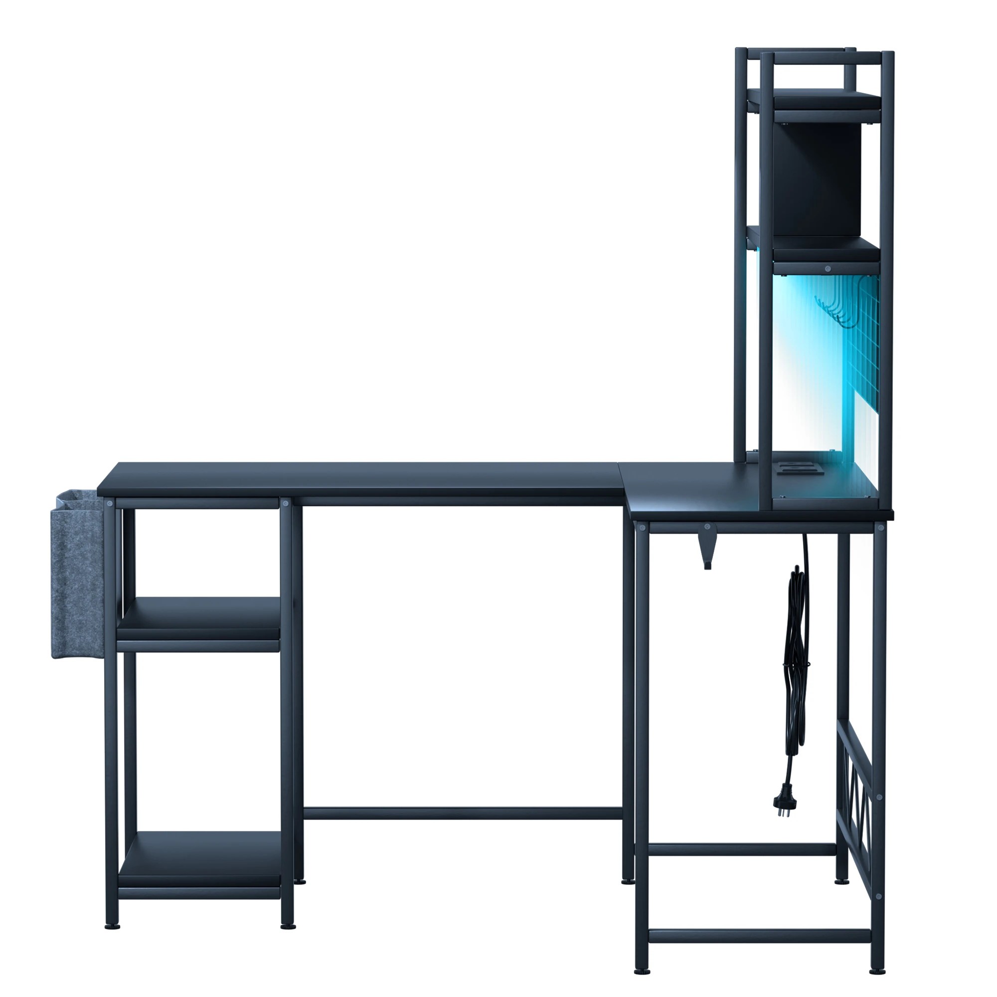 2 Levede L-shaped Led Computer Desk - Black, 2 of 6