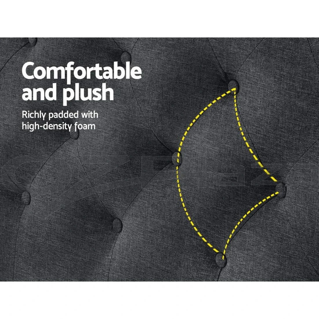 5 Artiss Bed Head Headboard King Size Fabric - CAPPI Charcoal - Charcoal, 5 of 7