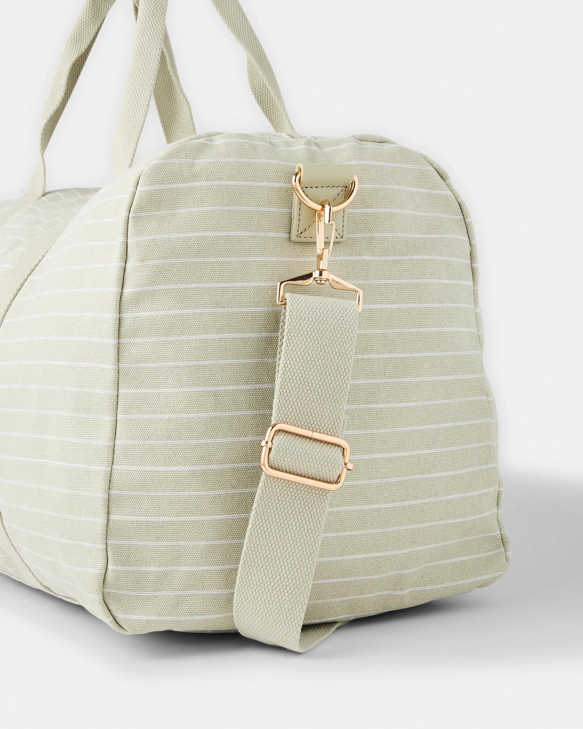 3 Canvas Weekender Bag Khaki Strp, 3 of 5