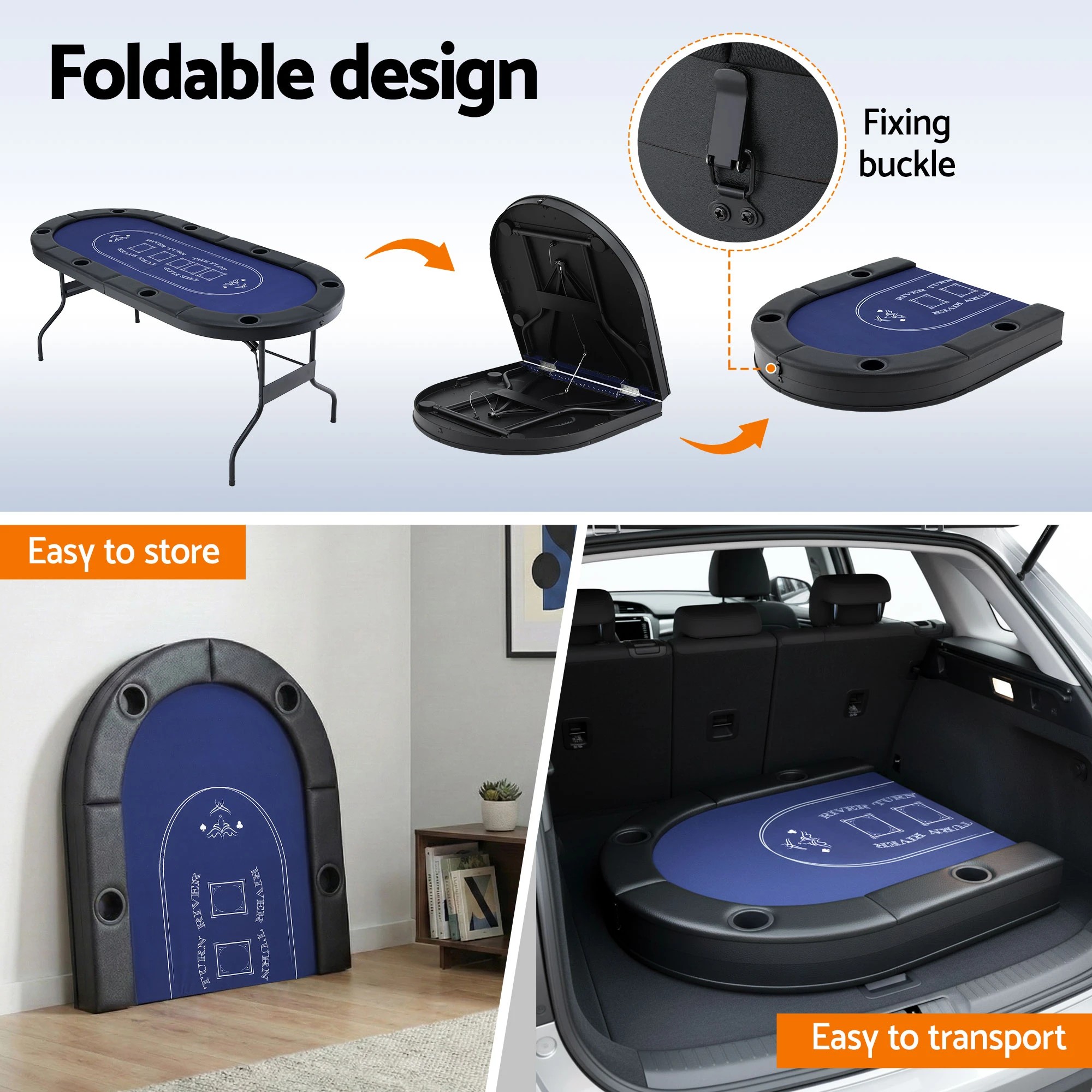 4 Poker Game Table Folding Poker Table 8 Player 1.8M 8-Player Table Top Cardboard - Multi, 4 of 4