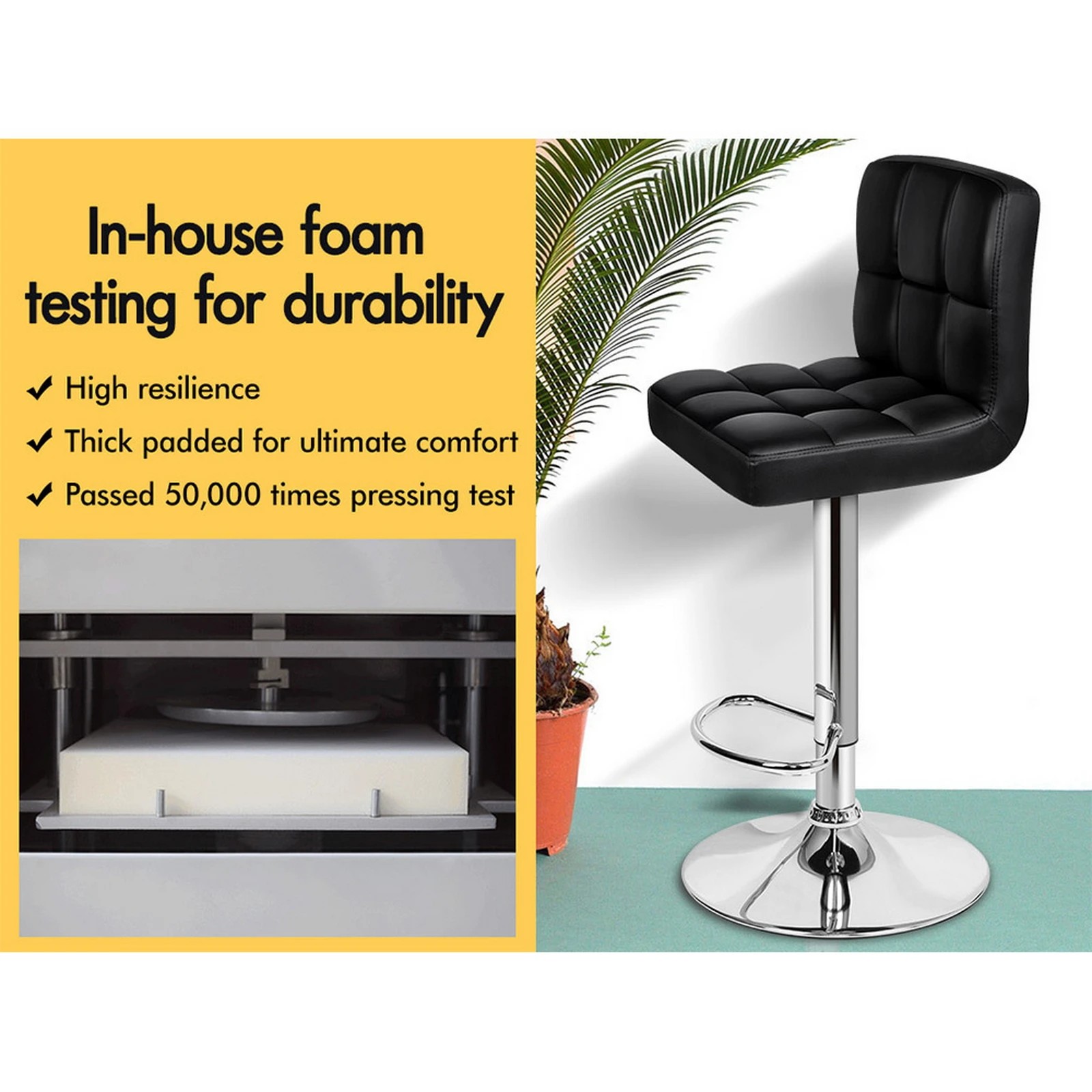 9 Alfordson 4x Bar Stools Ralph Kitchen Swivel Chair Leather Gas Lift - Black, 9 of 10