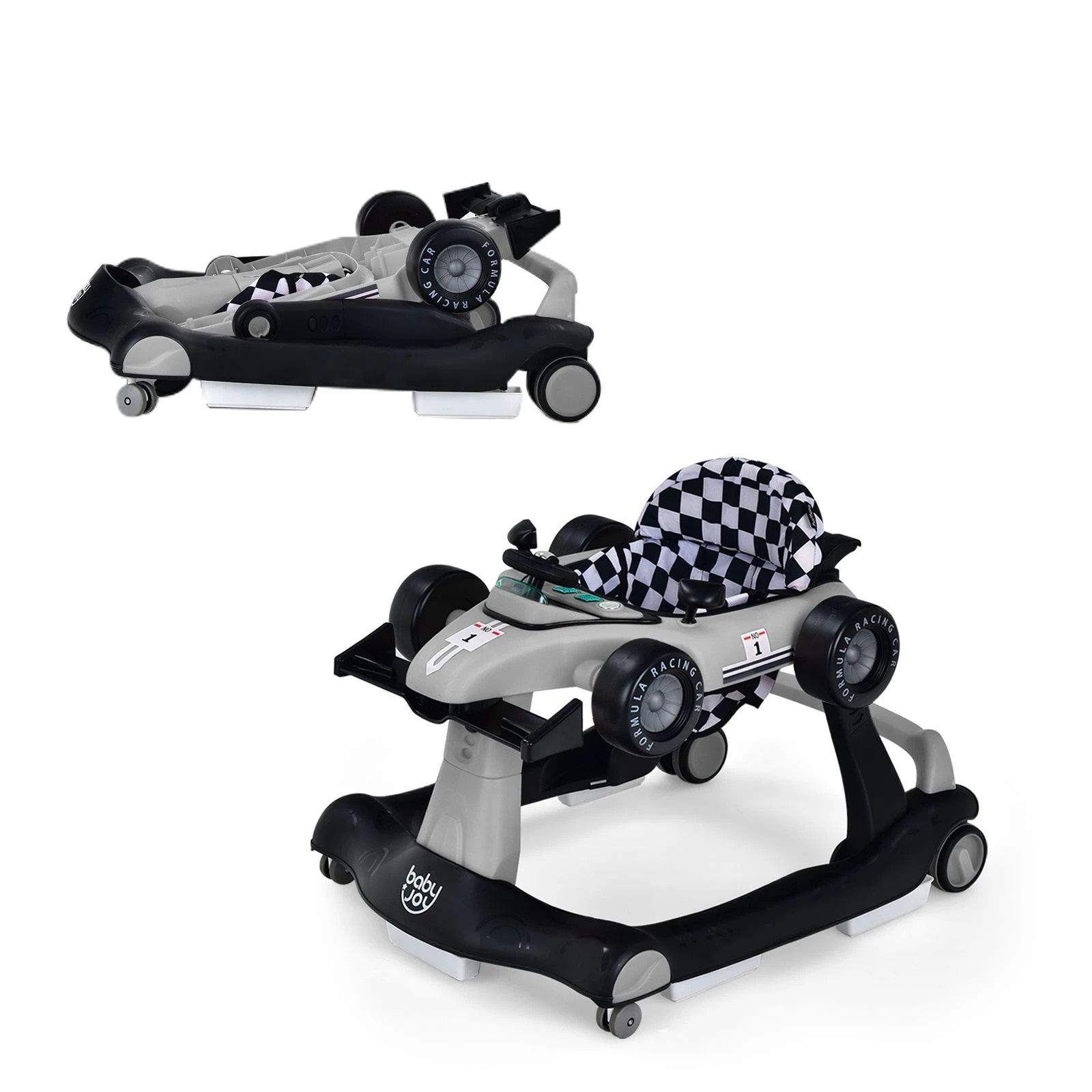 1 Costway 4in1 Baby Walker Stroller Folding Ride on Toy Car - Grey, 1 of 1