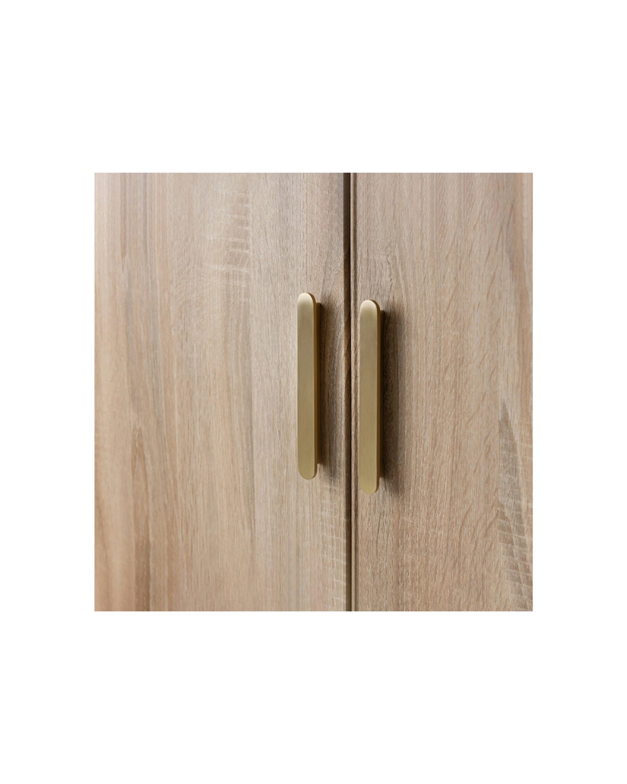 2 European Cabinetry Stockholm Storage Cupboard Slim Oak Brass Oval Handle - Natural, 2 of 5