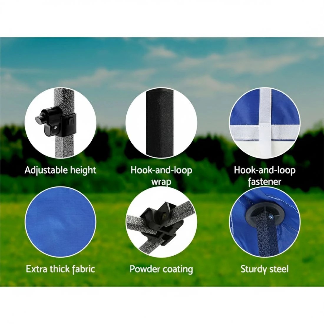 5 Instahut Gazebo Pop Up 3x3m w/Base Podx4 Marquee Folding Outdoor Wedding Camping Tent Shade - Blue, 5 of 6