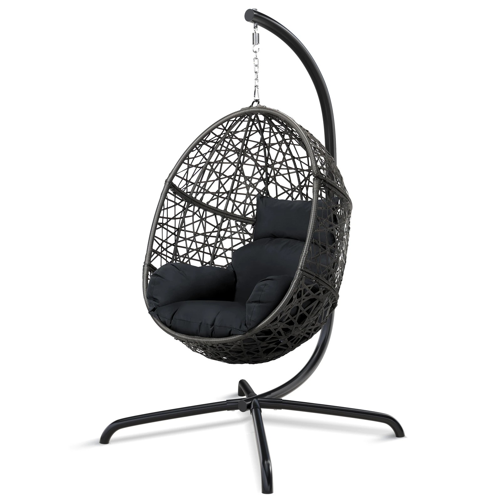 1 Alfordson Outdoor Egg Swing Chair Wicker Rattan Pod Basket Dark - Grey, 1 of 10