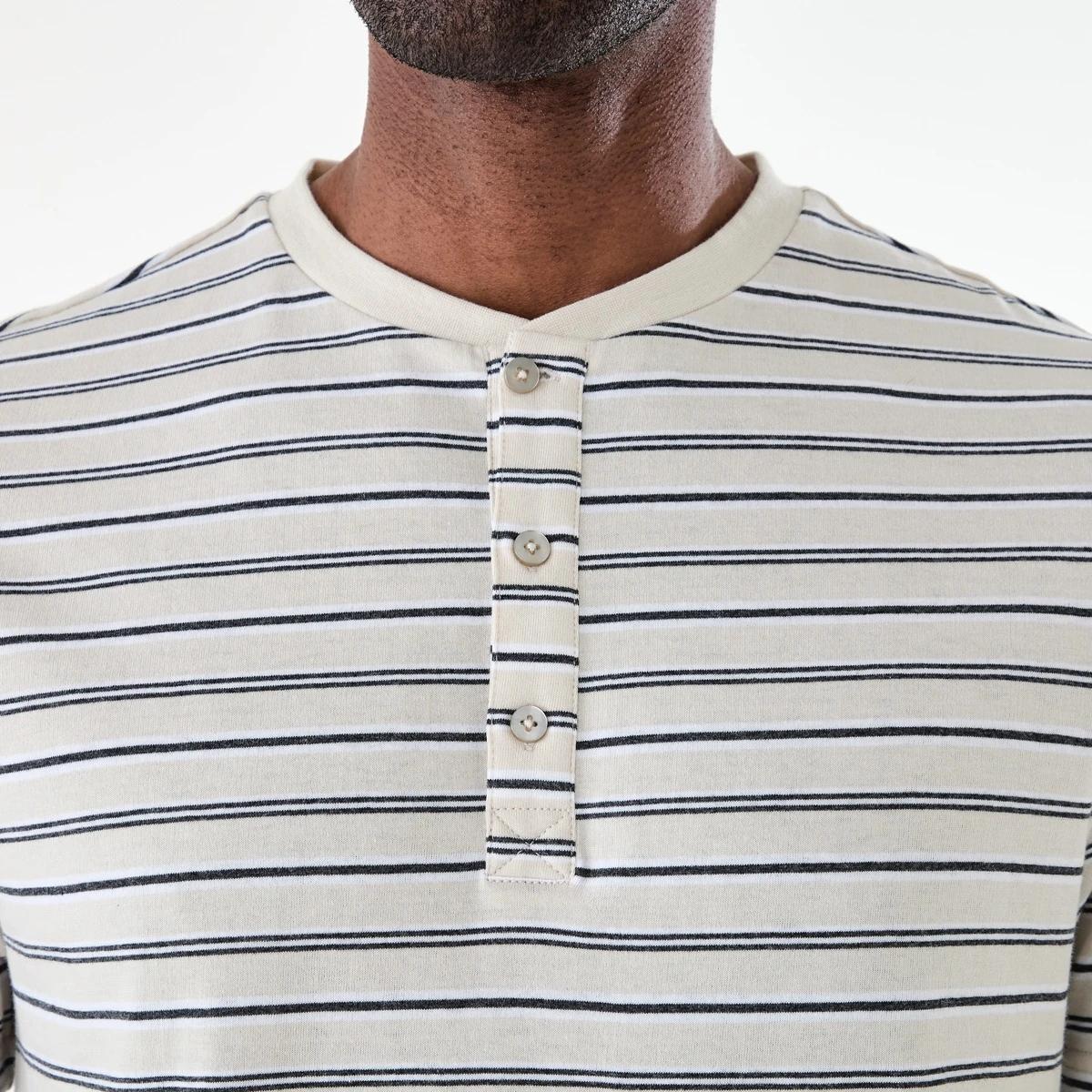 5 Short Sleeve Henley Knit Pyjama Set DUNE STRIPE, 5 of 7