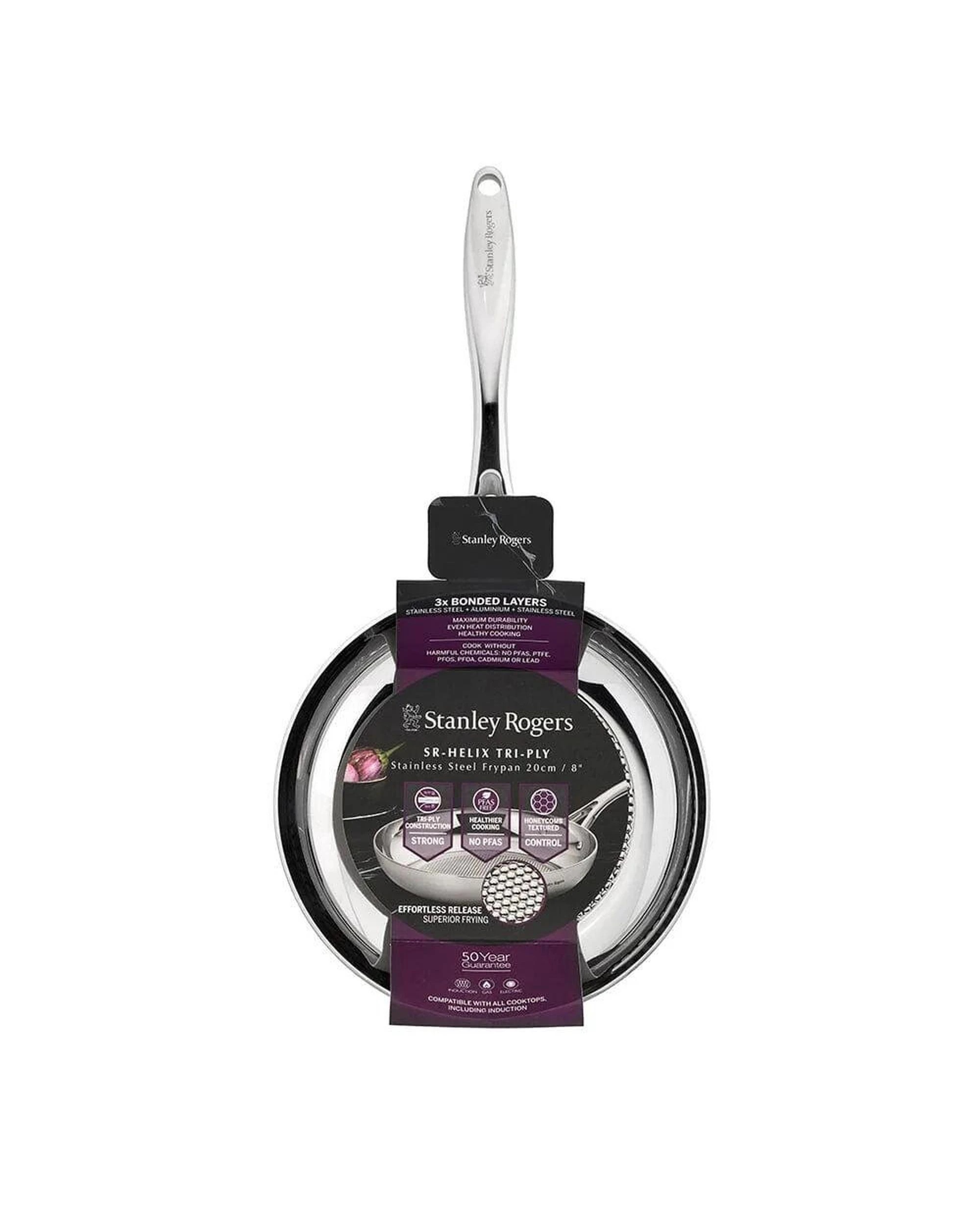 4 Stanley Rogers TryPly Helix Frypan 20cm Stainless Steel Suits Induction, 4 of 6