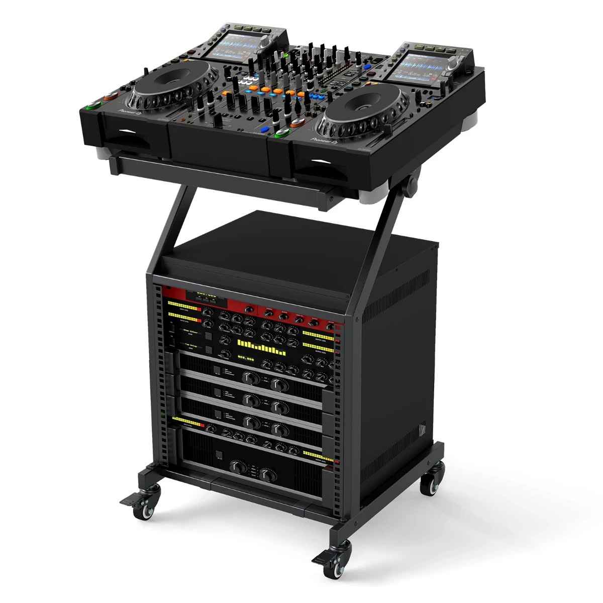 5 Costway 9U DJ Mixer Stand Adjustable Rack Mount Rolling Stage Cart, 5 of 5