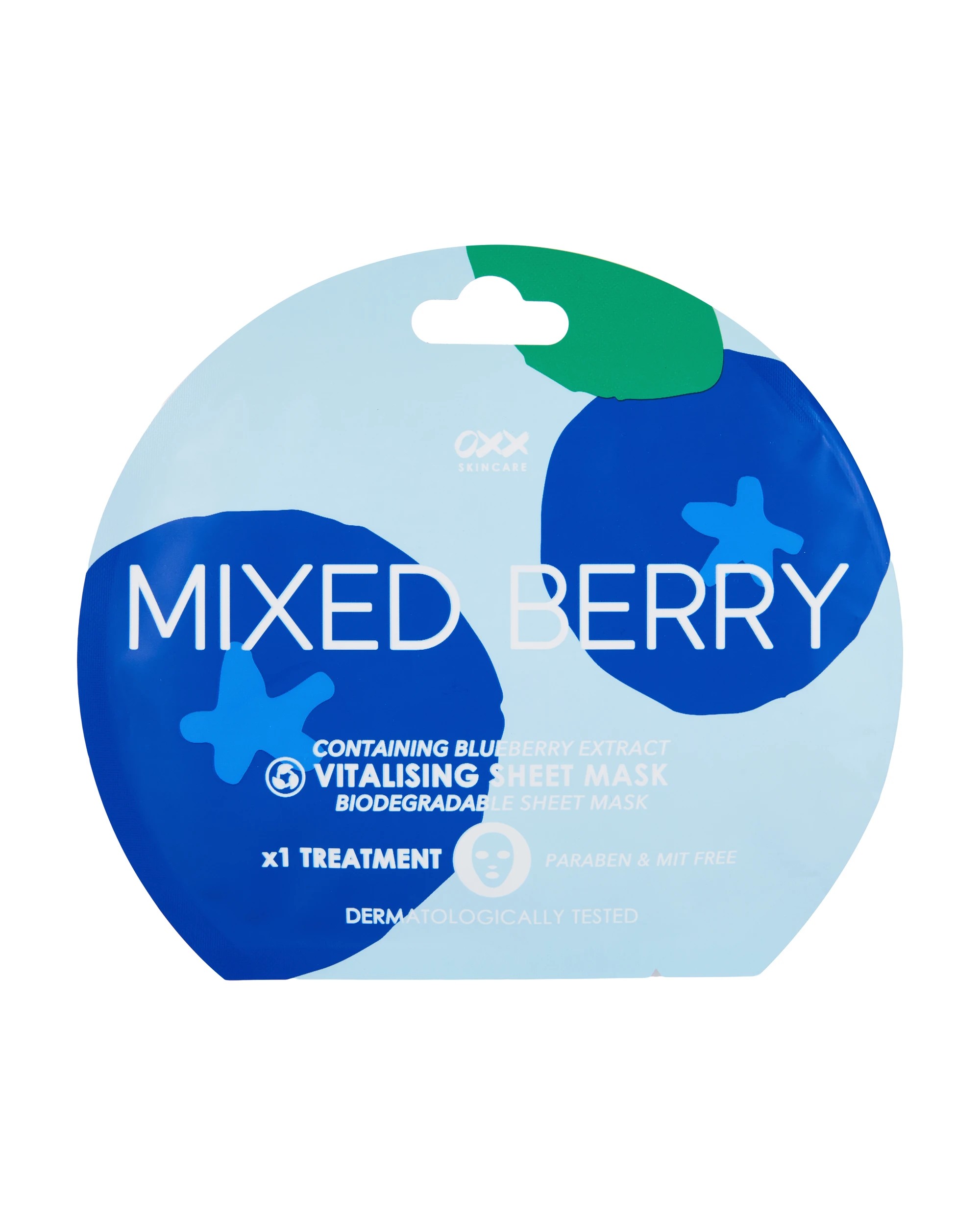 1 OXX Skincare Mixed Berry Vitalising Sheet Mask - Blueberry Extract, 1 of 2