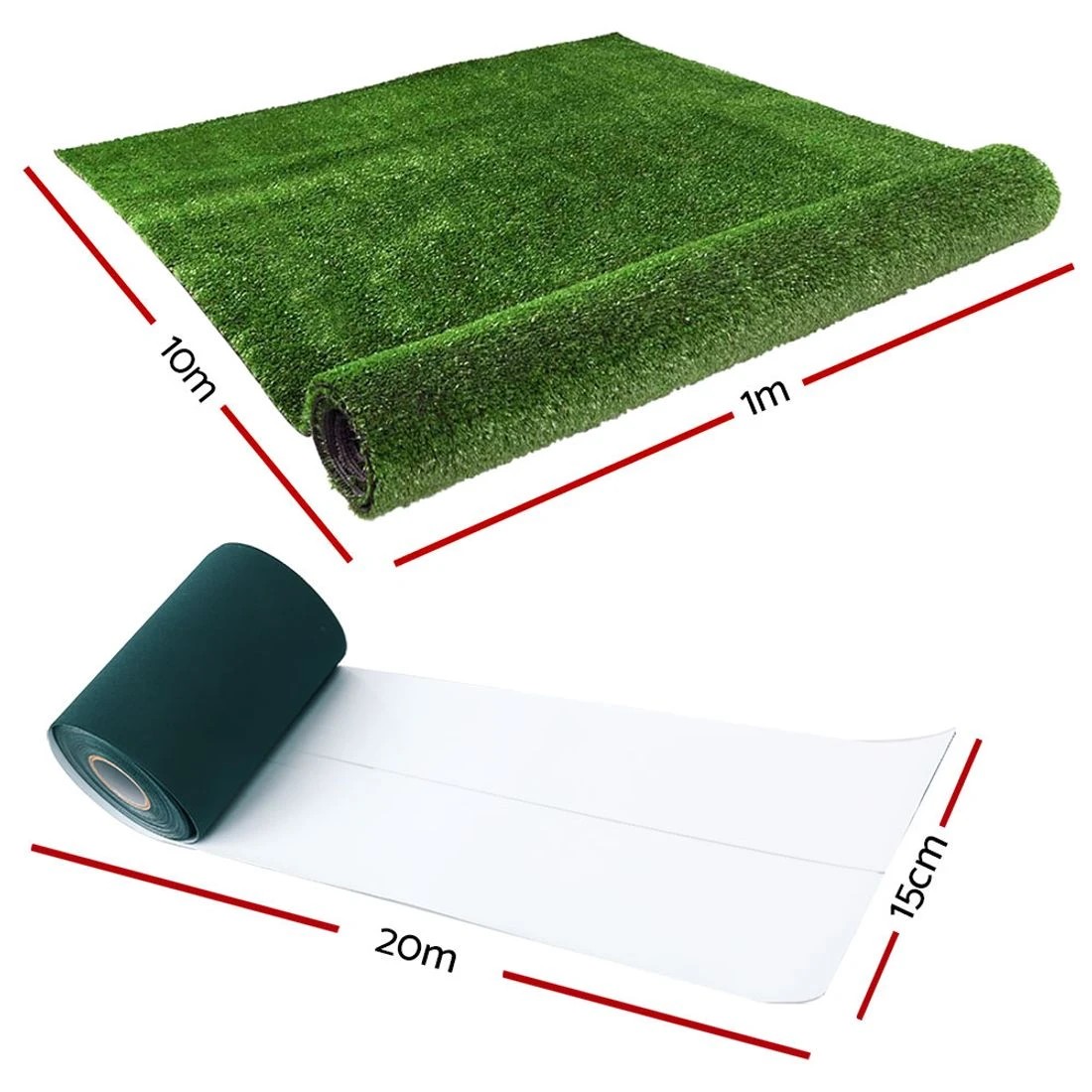 3 Prime Turf 1x20m Artificial Grass Synthetic Fake 20SQM Turf Lawn 17mm Tape - Green, 3 of 5