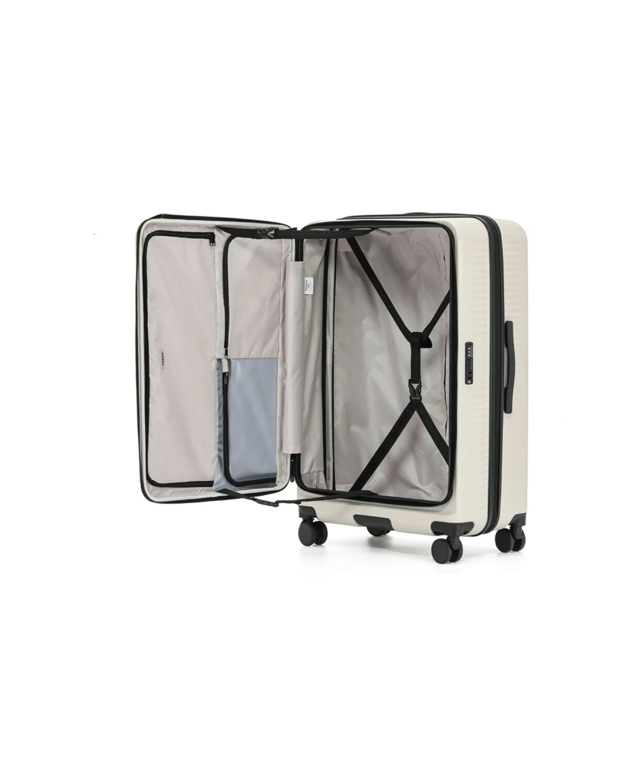 2 Tosca Zen Large Suitcase Travel Luggage With Wheels & Combination Lock - Beige, 2 of 3