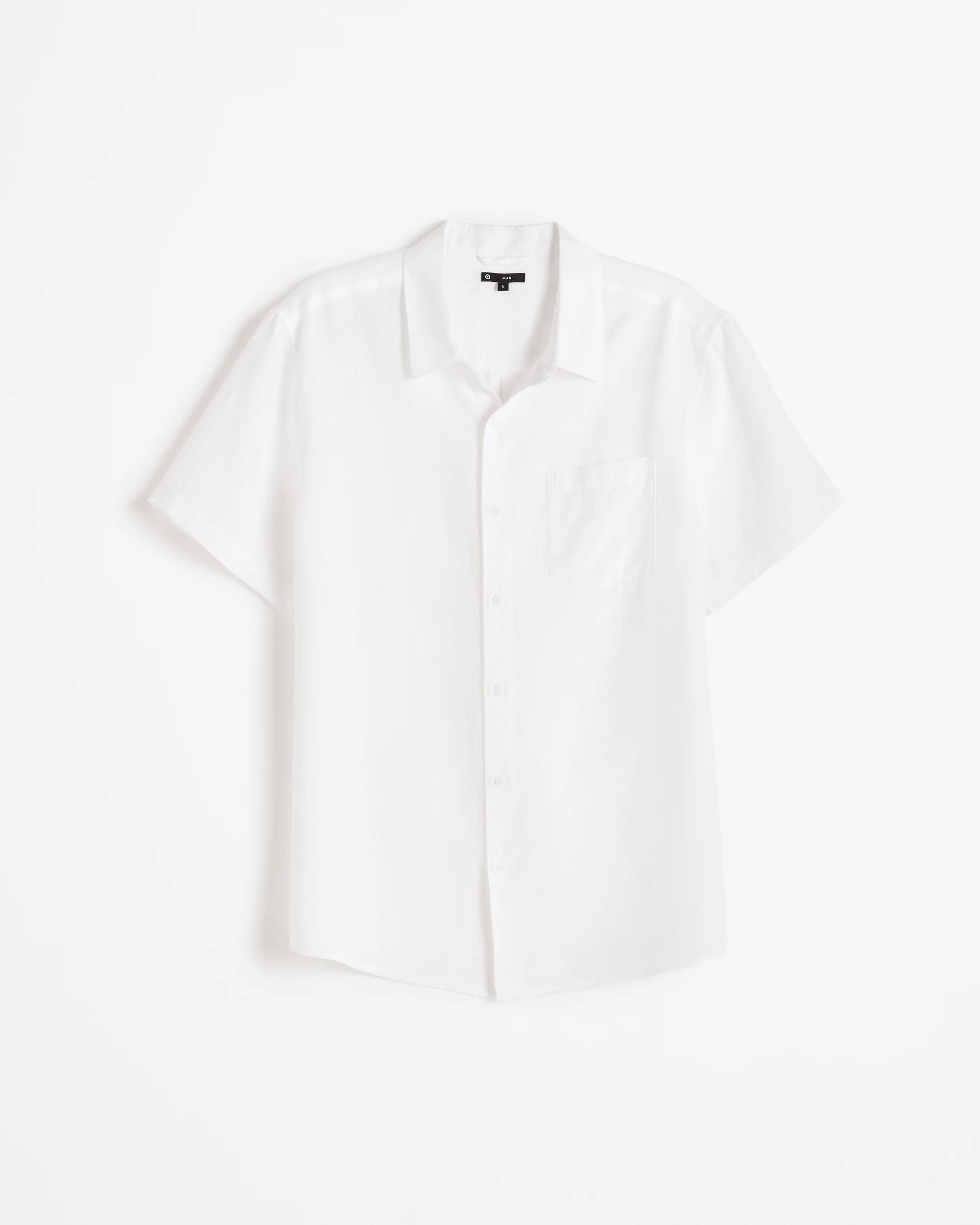 6 Target European Linen Short Sleeve Shirt WHITE, 6 of 9