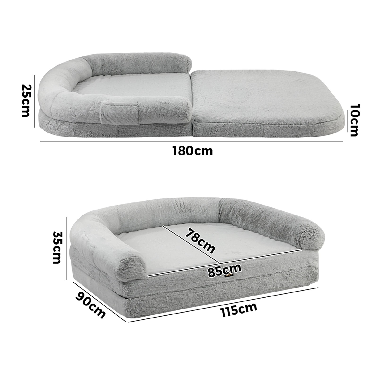 6 Alopet Foldable Human Dog Bed Calming 180cm Pet Mattress Removable Extra Large
 - Grey, 6 of 6