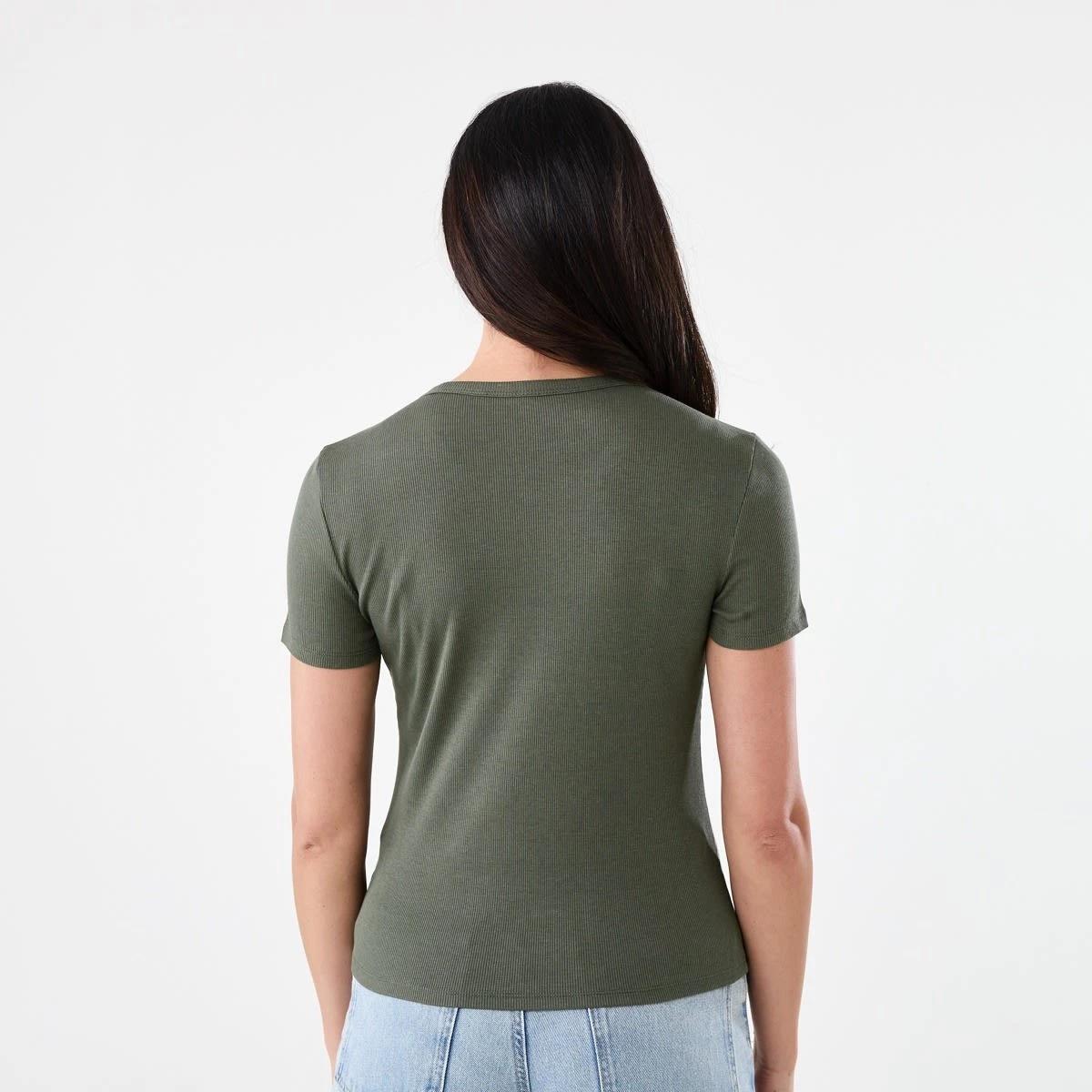 3 Short Sleeve Rib Crew Neck T-shirt OLIVE LEAF, 3 of 5