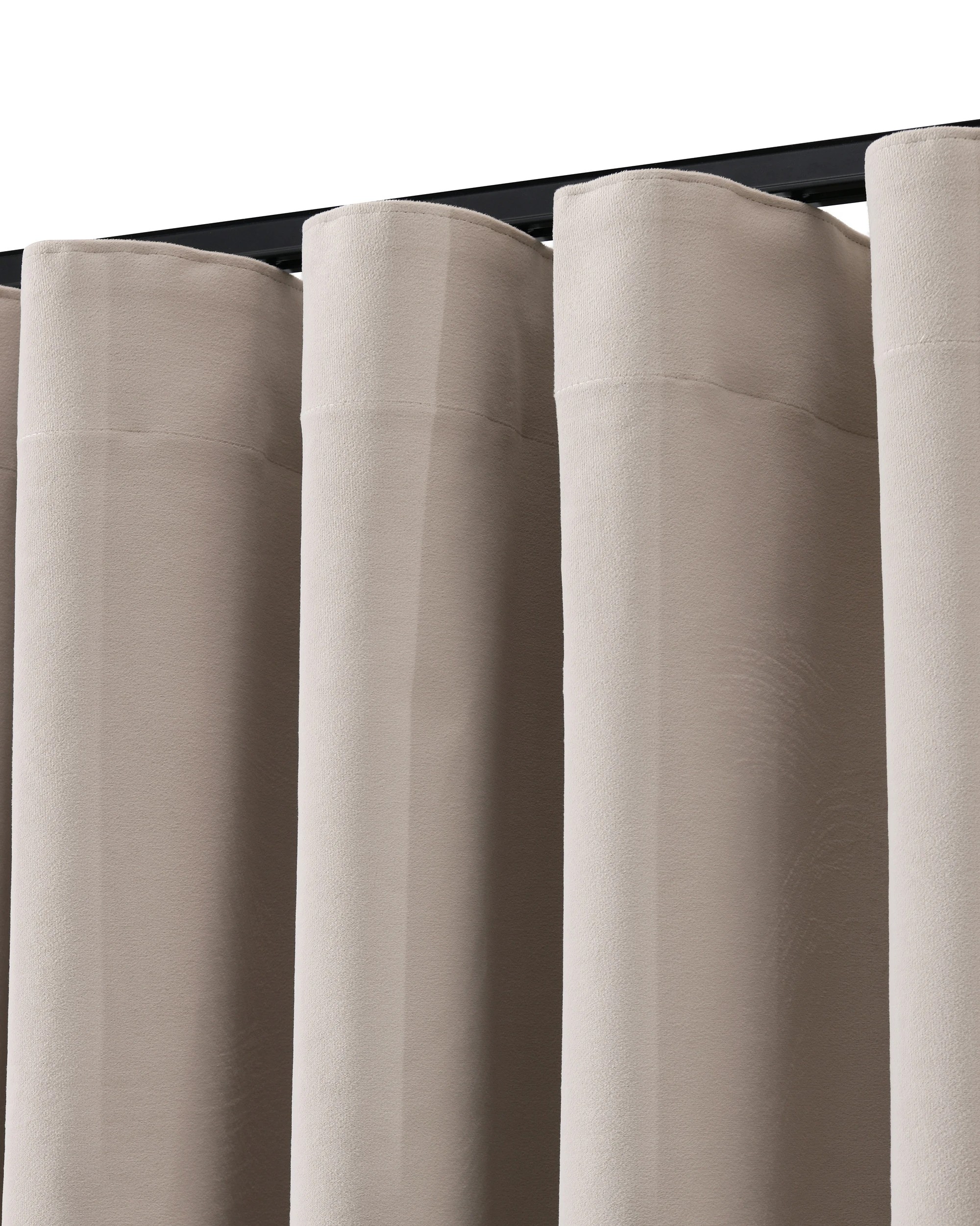 2 Cadence & Co. Byron Matte Velvet 100% Blockout S-Fold Curtain 385x280cm - Fits 220cm Track - Oat, 2 of 5