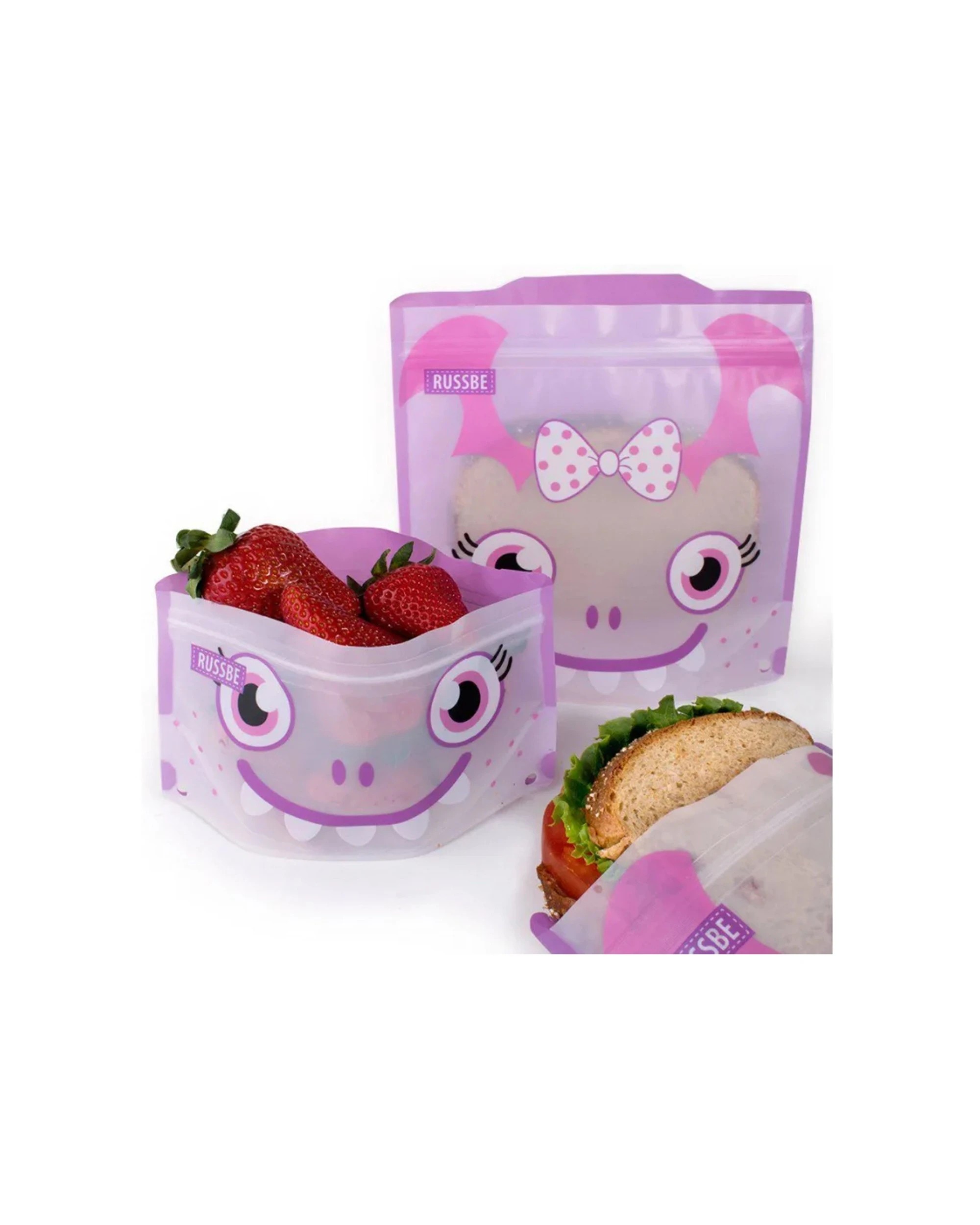 2 Russbe 4 Pack Reusable Snack And Sandwich Bags Dishwasher Safe Lock Seal
 - Purple, 2 of 3