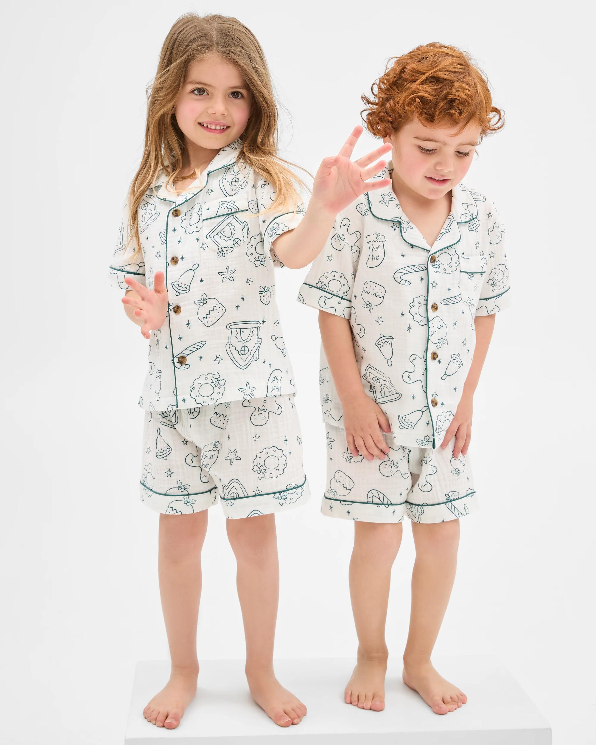 1 Target Sibling Matching Christmas Icons Australian Cotton Younger Kids Pyjama Set GREEN/WHITE ICONS, 1 of 6