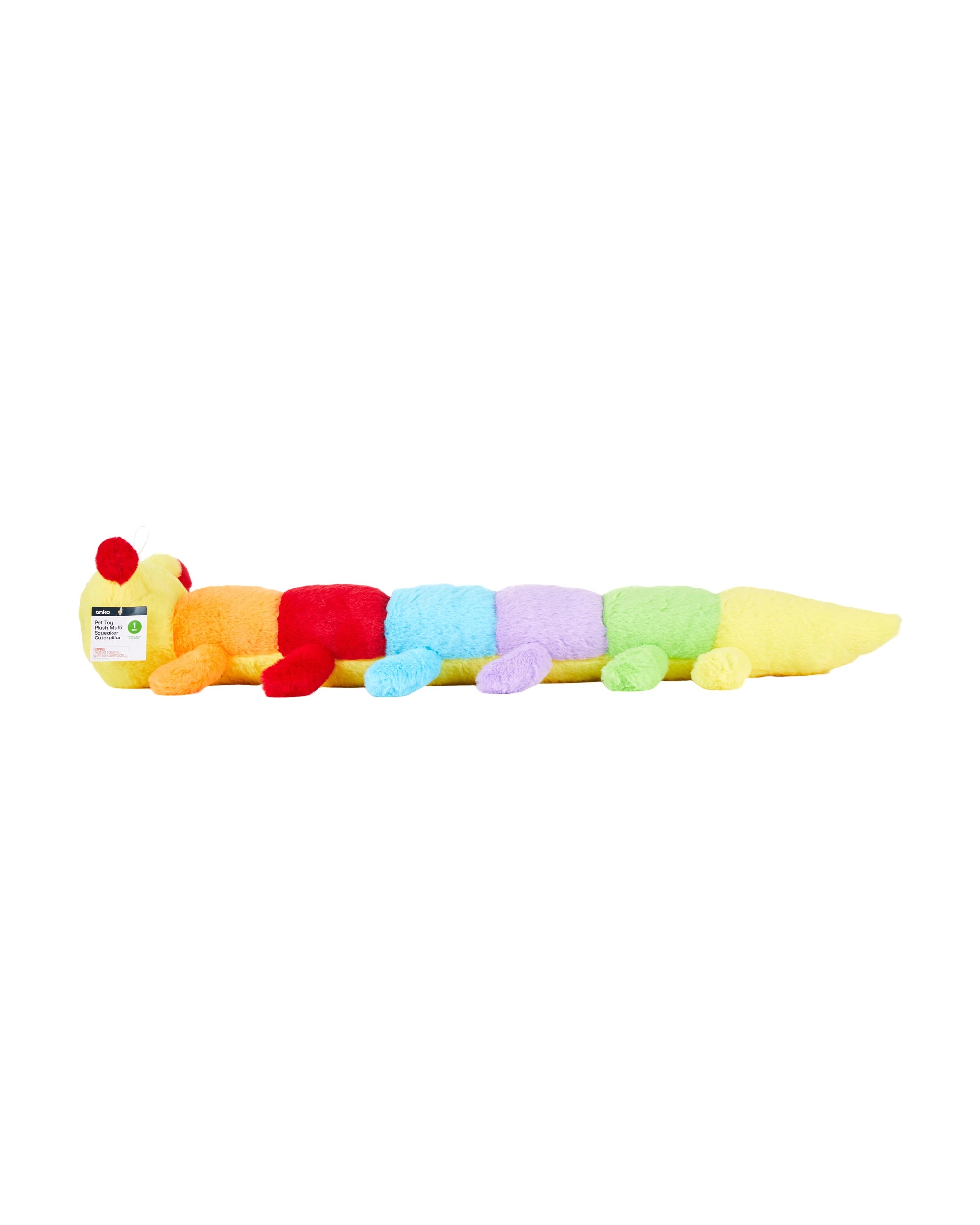 4 Pet Toy Plush Multi Squeaker Caterpillar, 4 of 4
