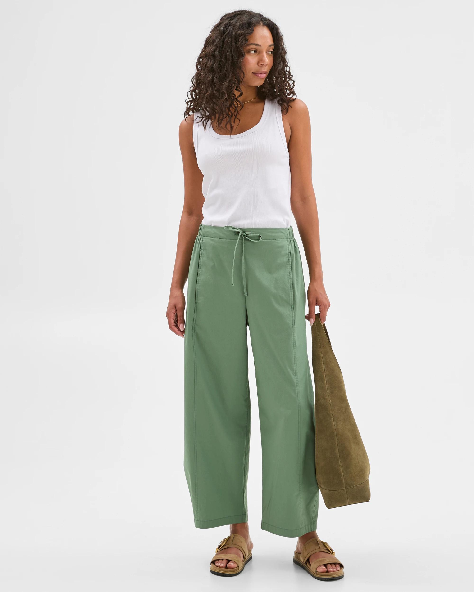 1 Target Australian Cotton Tie Waist Barrel Pants KALE, 1 of 6