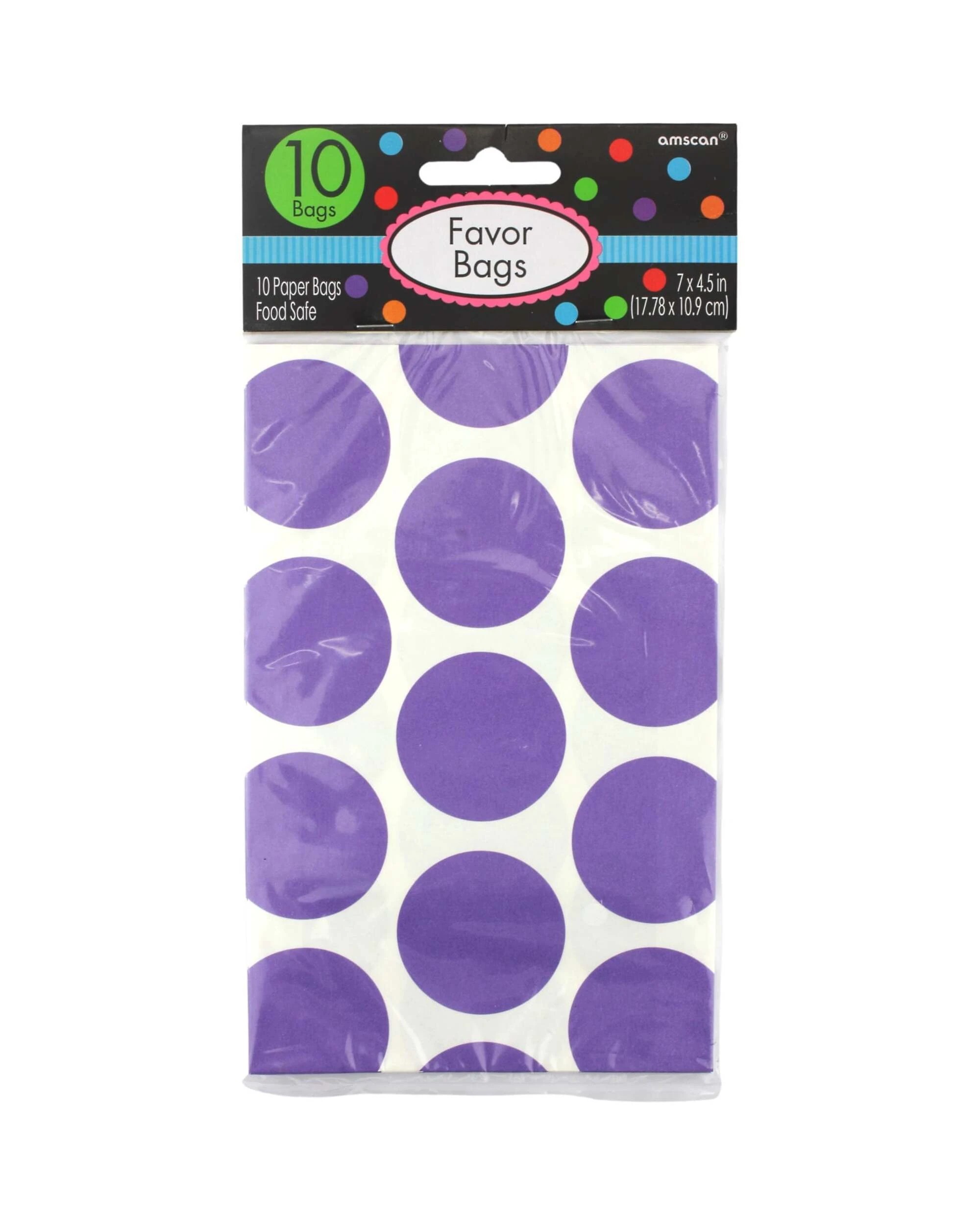 1 Amscan Inc. Polka Dot Paper Treat Bags Pack of 10 - Purple, 1 of 1