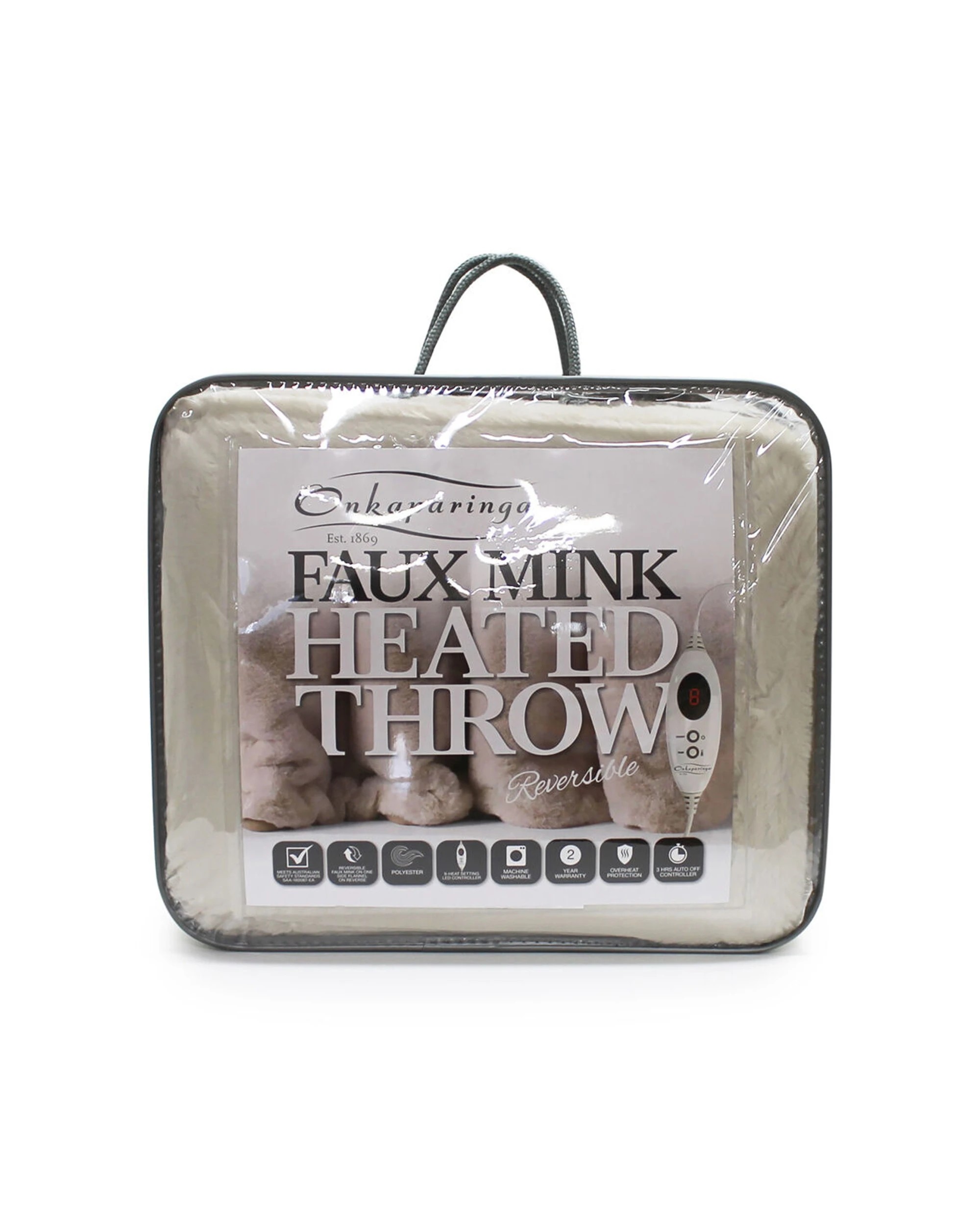 1 Onkaparinga Faux Mink Heated Throw/Electric Blanket w/LED Heat Control Soap - Beige, 1 of 1