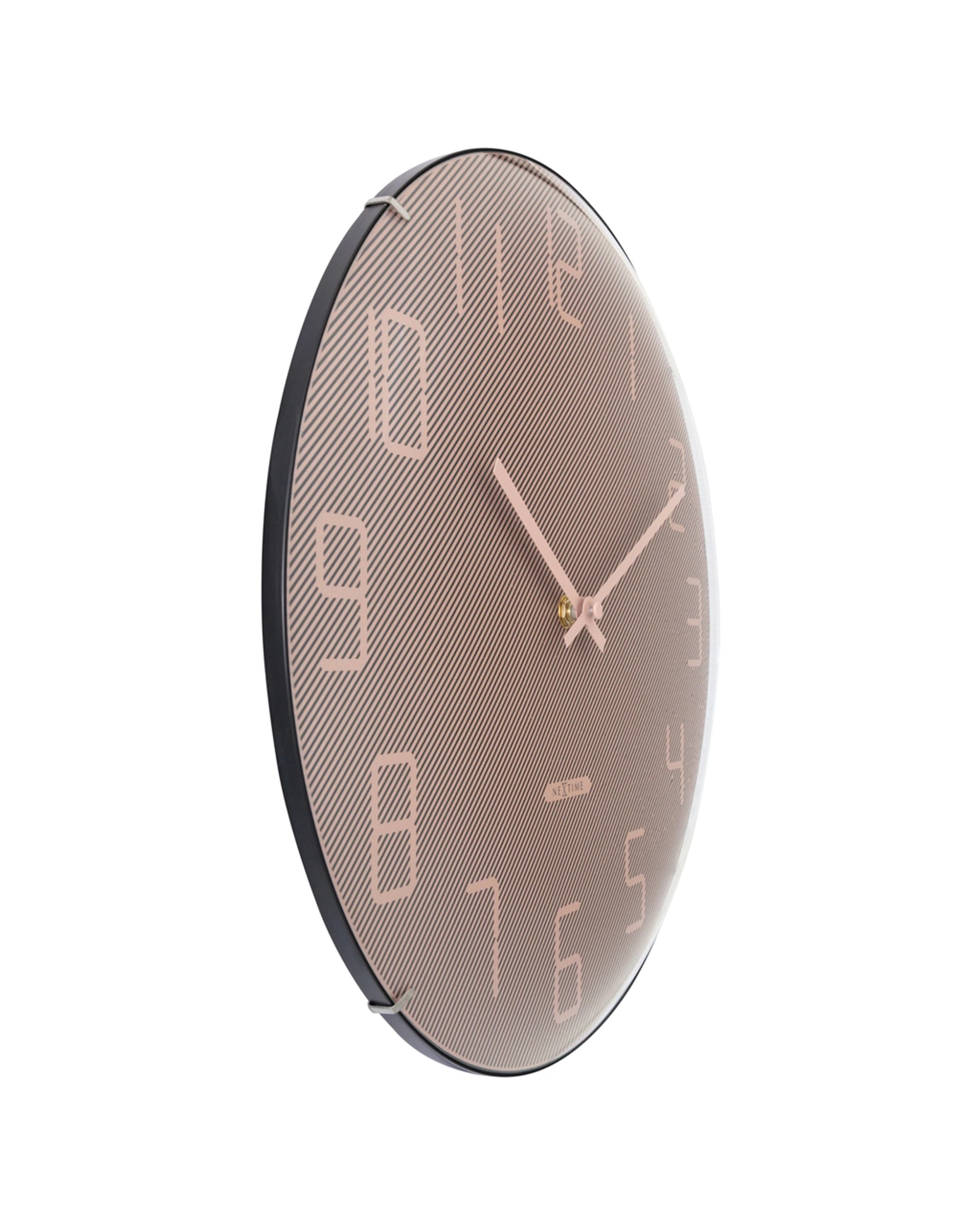 2 NEXTIME 35cm Shade Wall Clock Silent Sweep Dome Glass Cover Retro Digital - Pink, 2 of 5