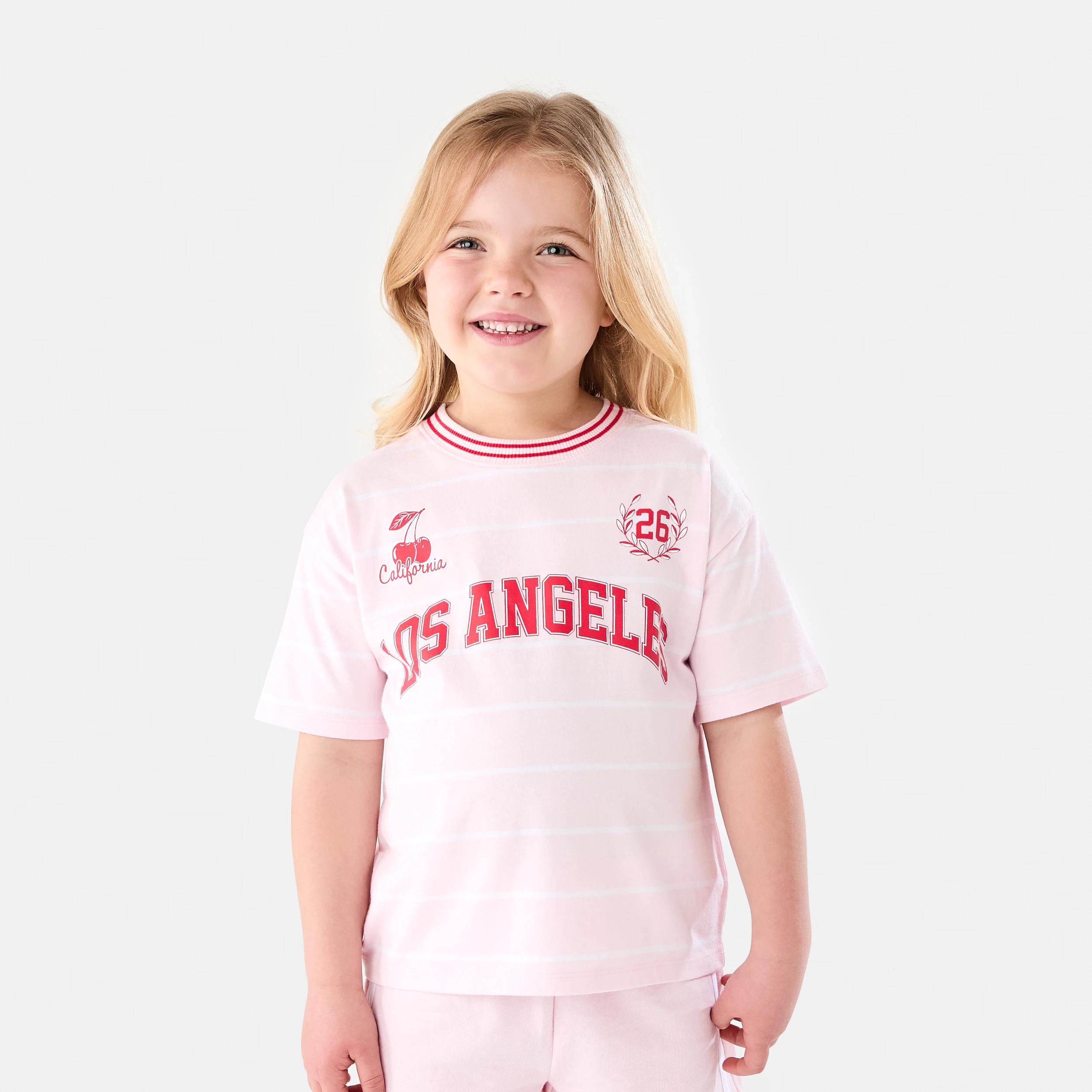 1 Short Sleeve Oversized Sporty T-shirt Pnk La, 1 of 7