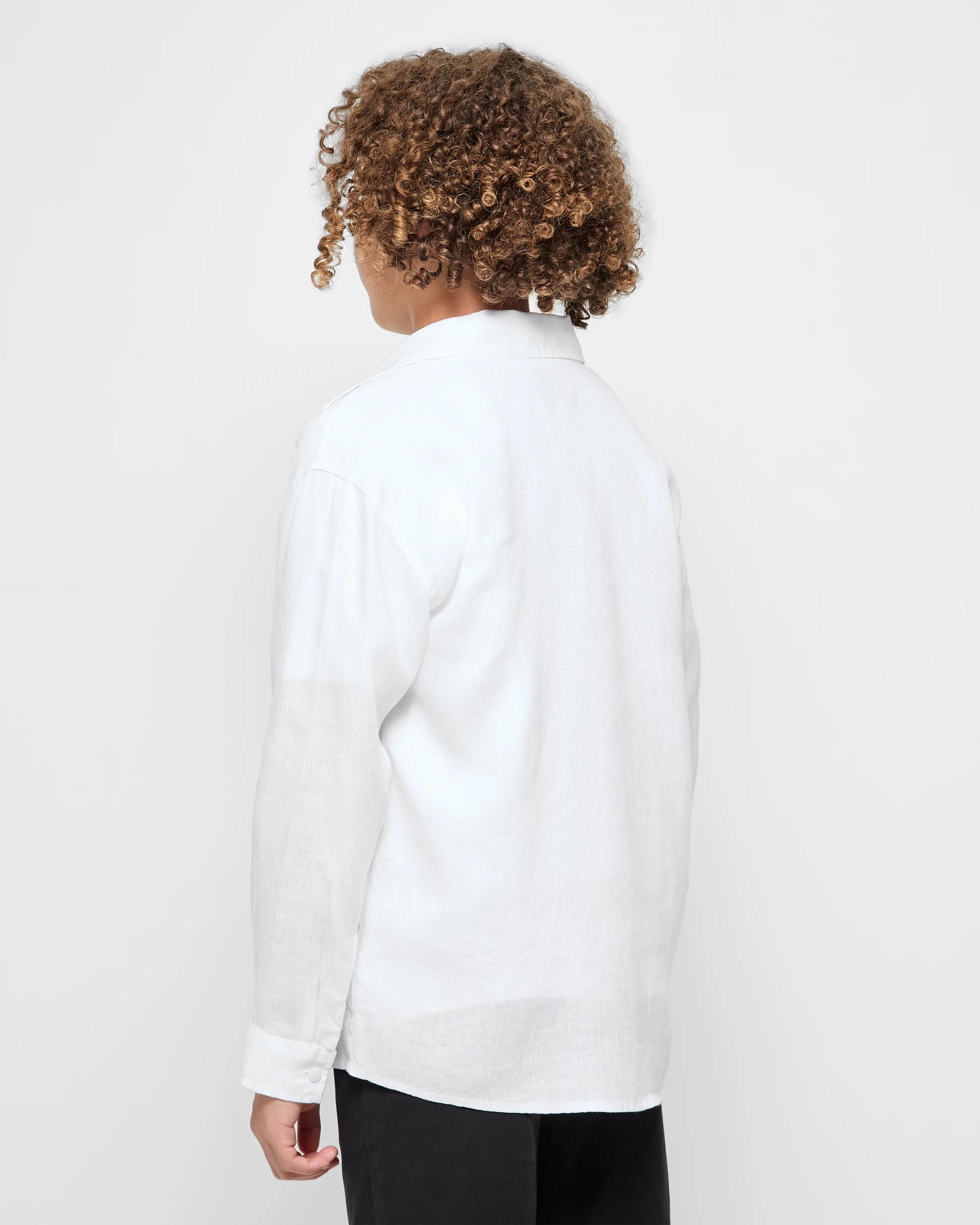 3 Target European Linen Long Sleeve Shirt WHITE, 3 of 7