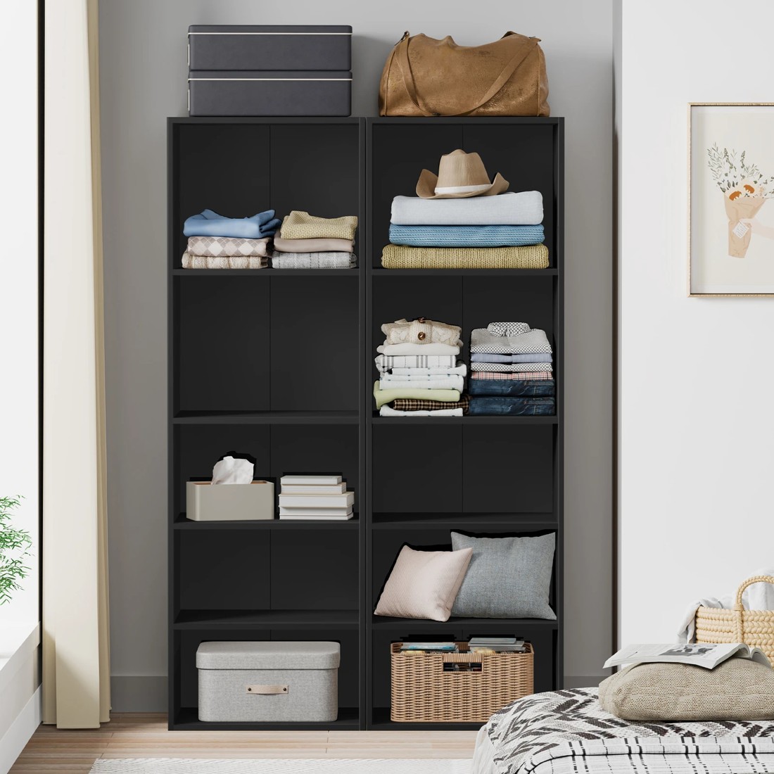 6 Alfordson Wardrobe Clothes Storage Cabinet Closet Organizer 5 Shelves - Black, 6 of 10