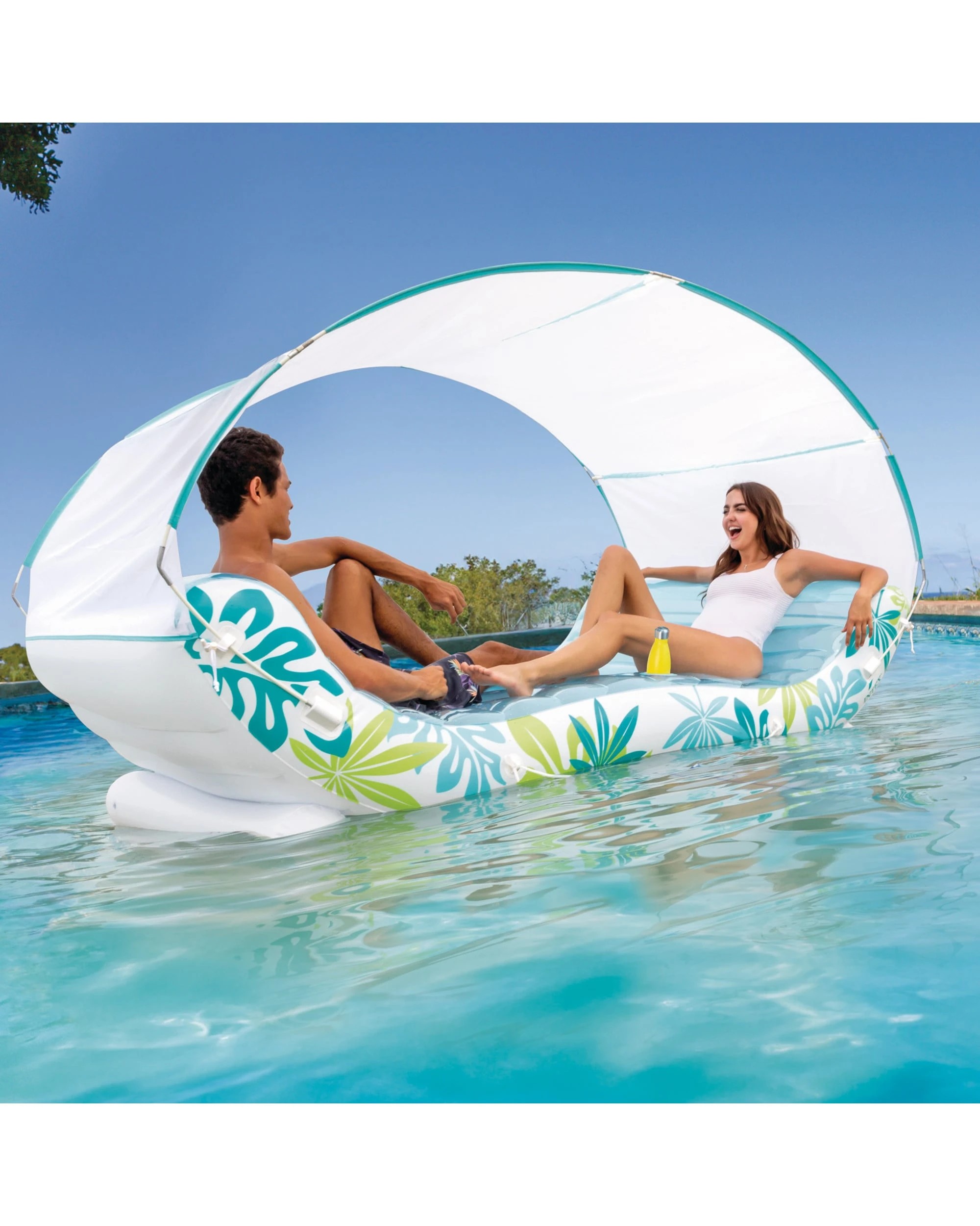 7 Intex Canopy Pool Lounge Float Tropical Sunshade - Blue, 7 of 7