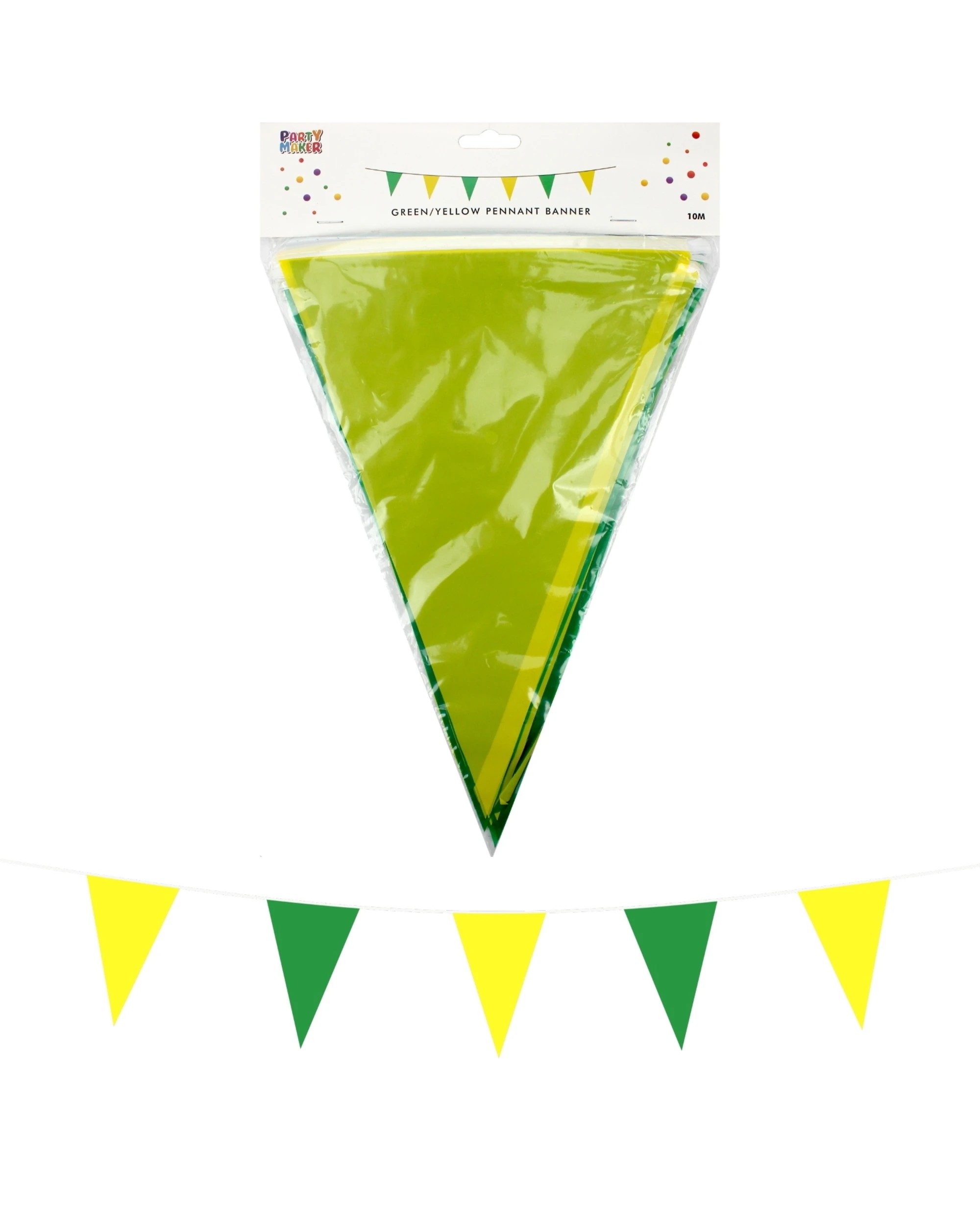 1 Partyrama Green & Yellow Plastic Flag Banner 10m, 1 of 1