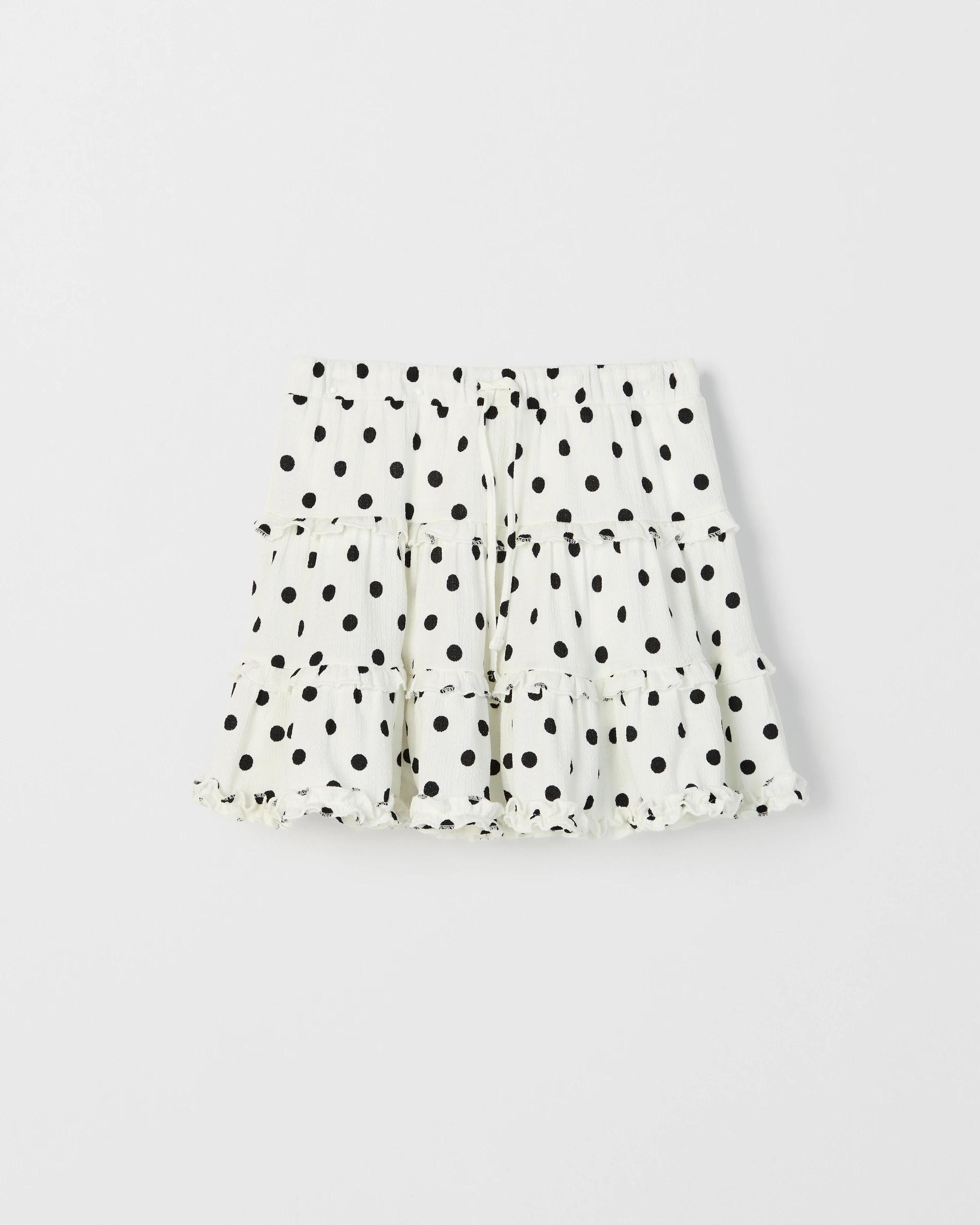 5 Target Kids A-Line Short Length Textured Knit Skort CREAM BLACK SPOT, 5 of 6