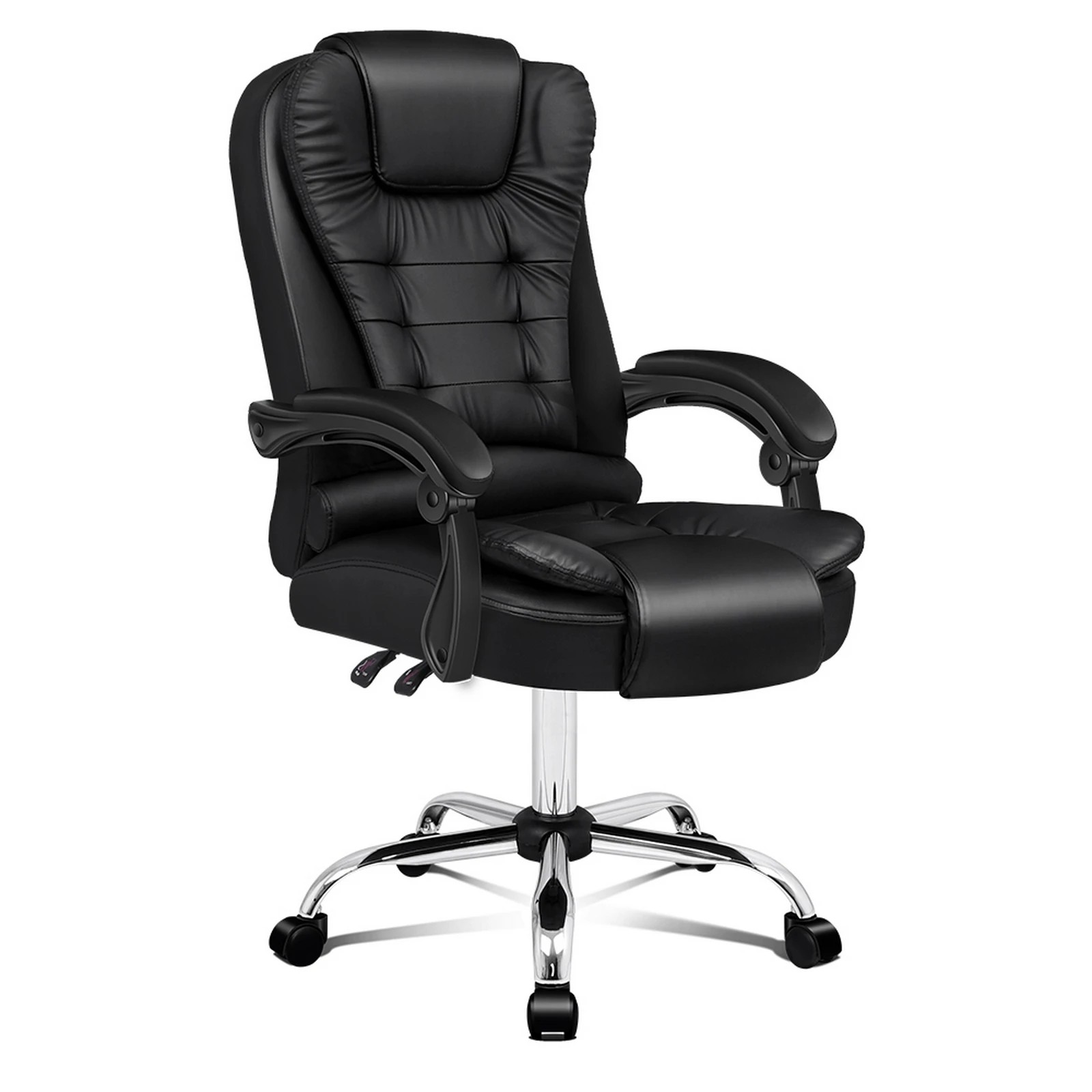 1 Alfordson Office Chair Gaming Executive Computer Recliner Racer PU Leather Seat - Black, 1 of 10