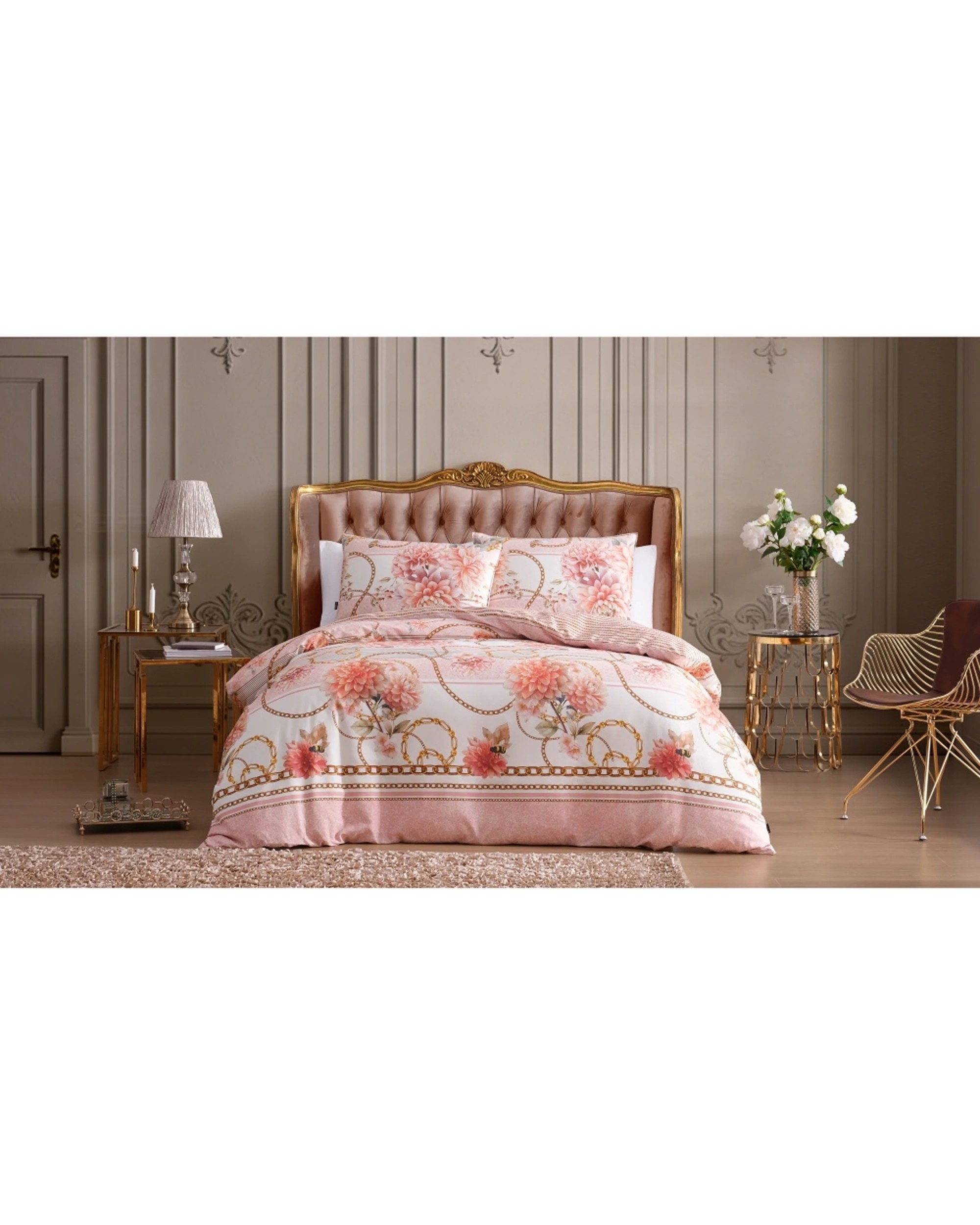 1 Ardor Versailles Cotton Sateen Comfort Quilt Cover Set Peach - Super King Bed - Pattern, 1 of 2