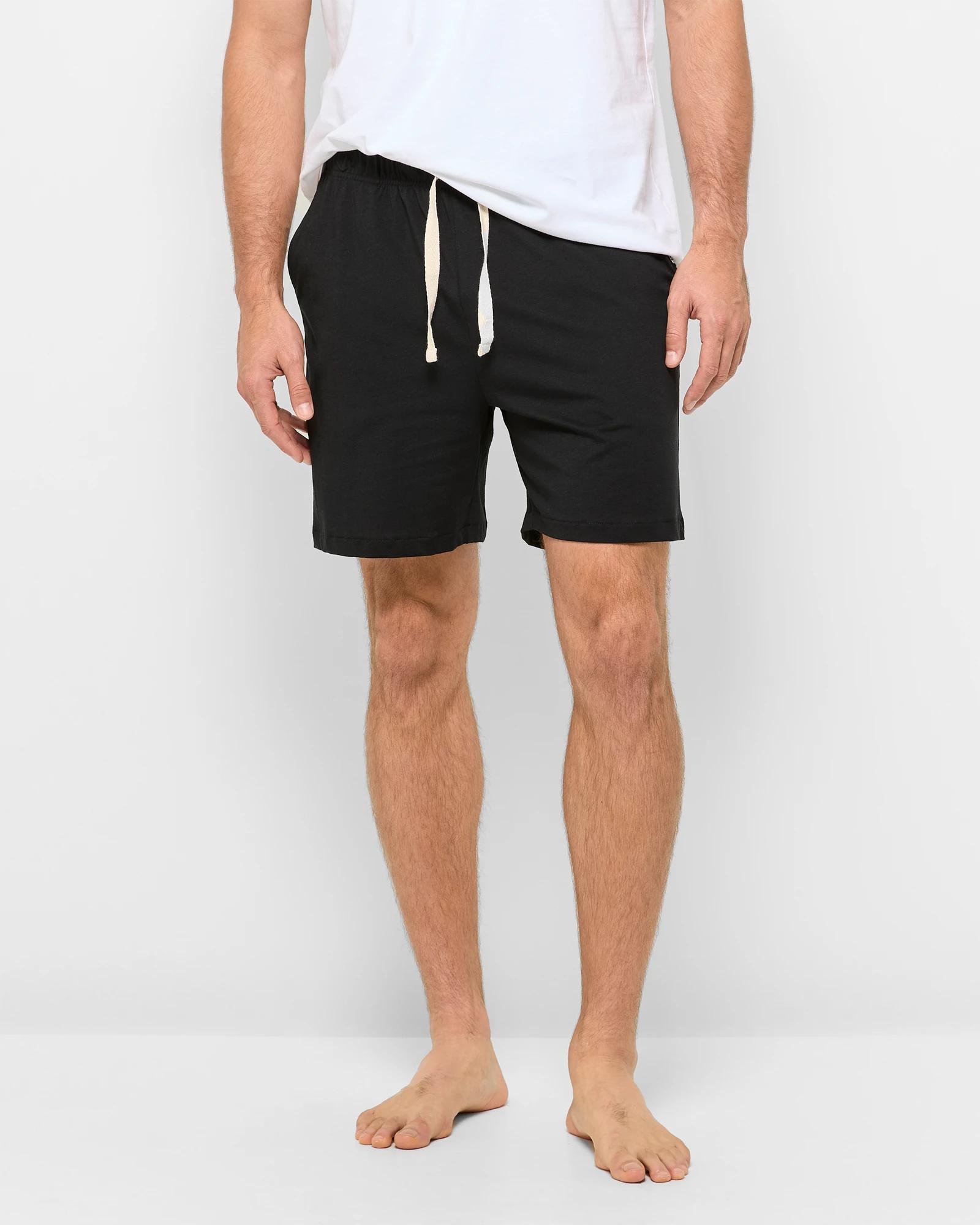 1 Australian Cotton Jersey Sleep Shorts - Maxx BLACK, 1 of 5