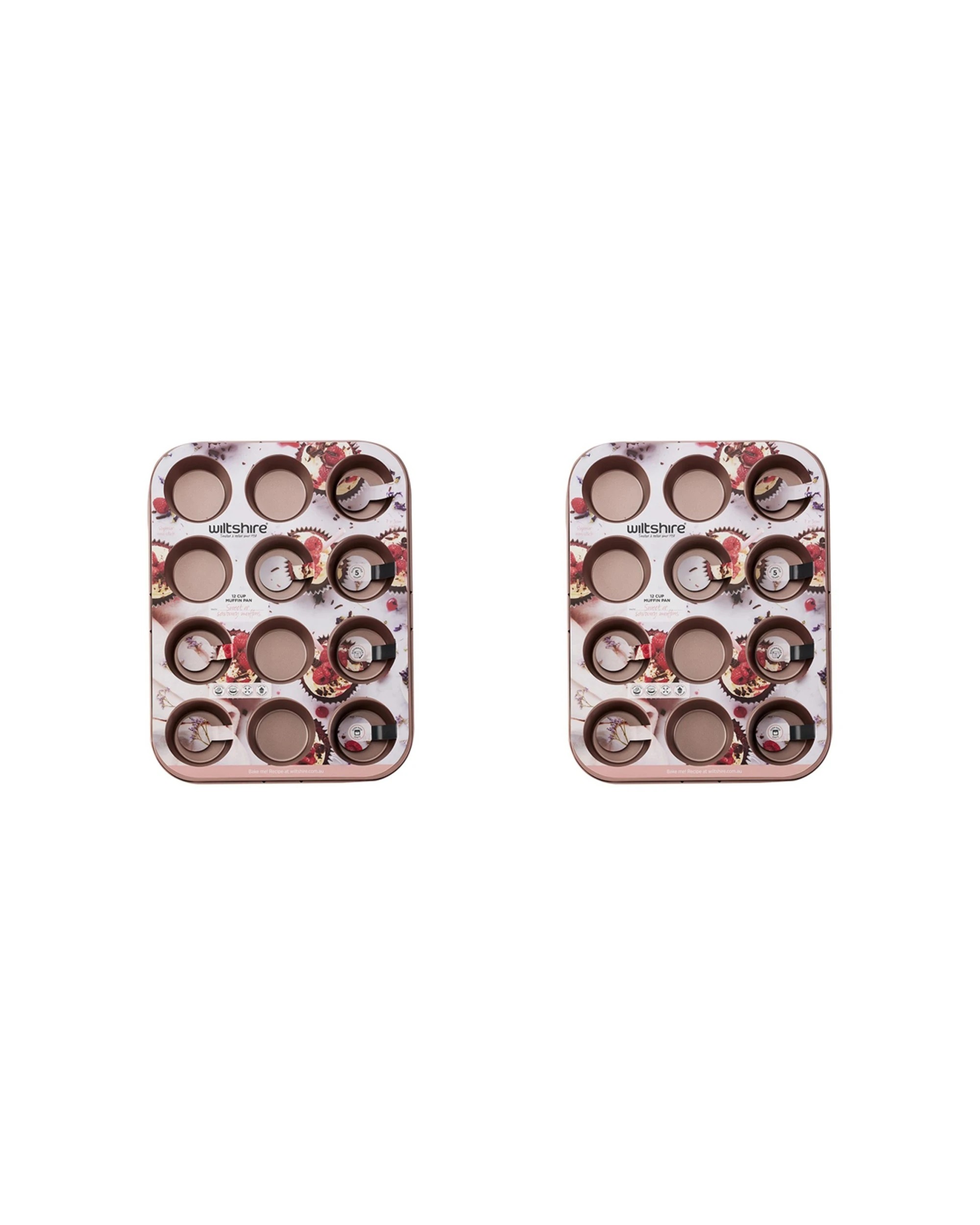 1 Wiltshire 2PK 12 Cup Non-Stick Muffin & Cupcake Oven Pan - Gold, 1 of 2