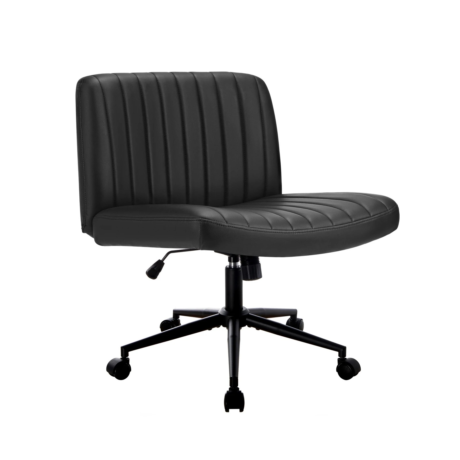 8 Oikiture Armless Office Desk Chair Faux Leather
 - Black, 8 of 9