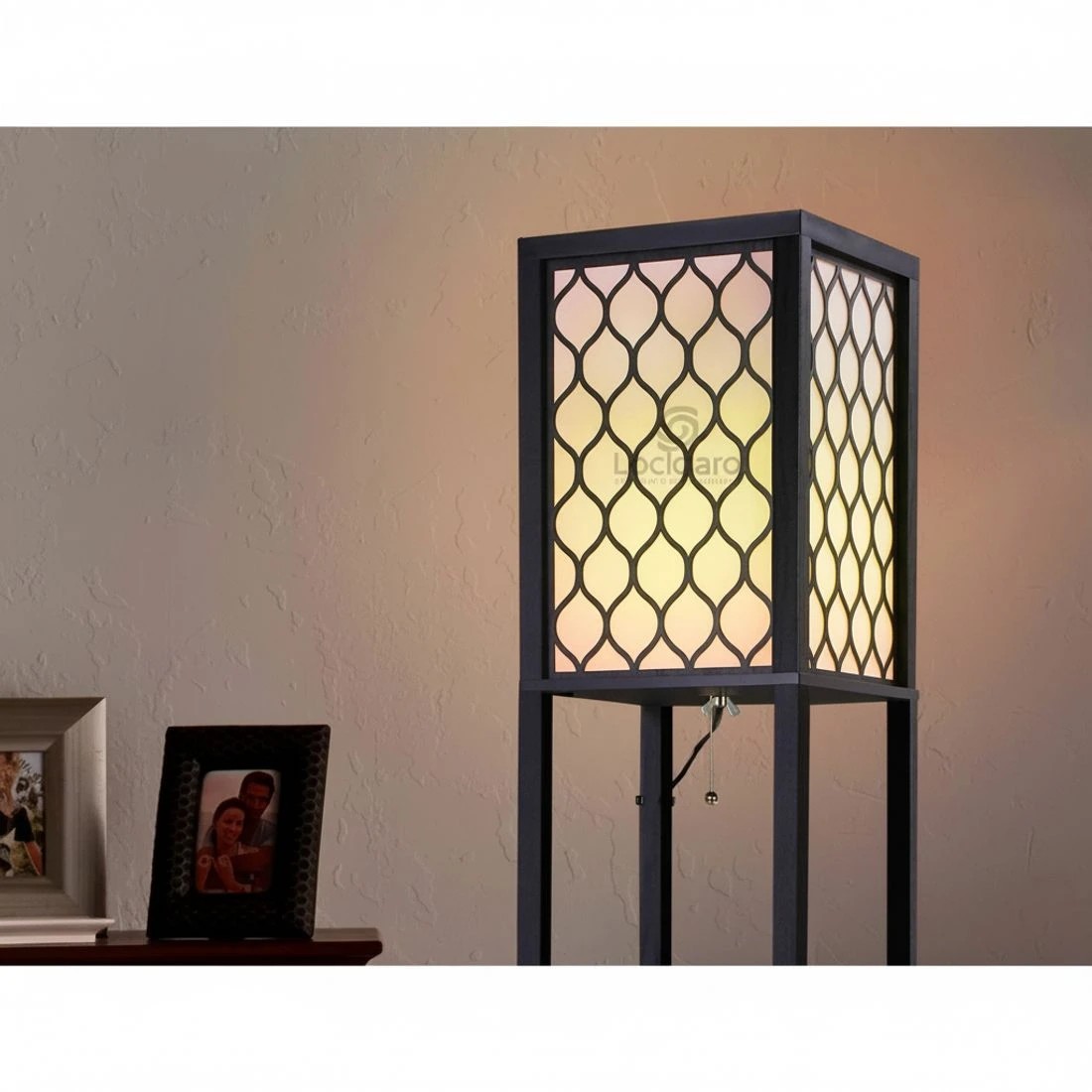 6 Artiss Floor Lamp 3 Tier Shelf Storage LED Light Stand Home Room Pattern - Black, 6 of 8