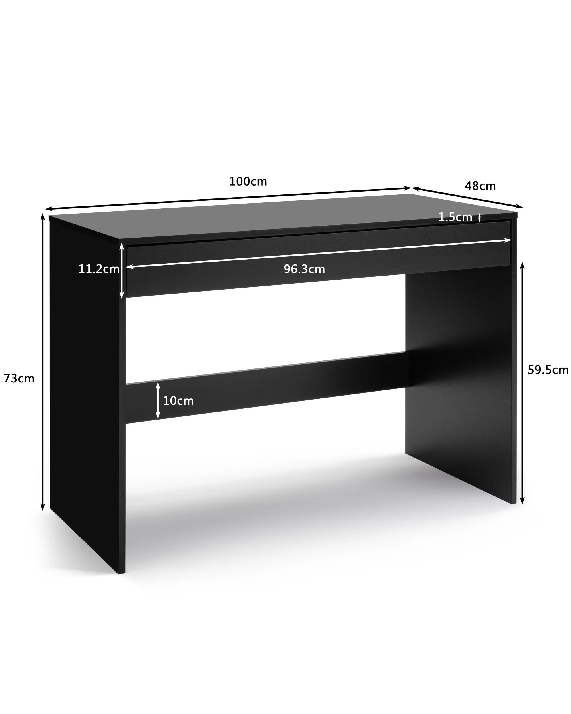 7 Kodu Belle Computer Desk Student Study Office Desk with Drawer - Black, 7 of 8