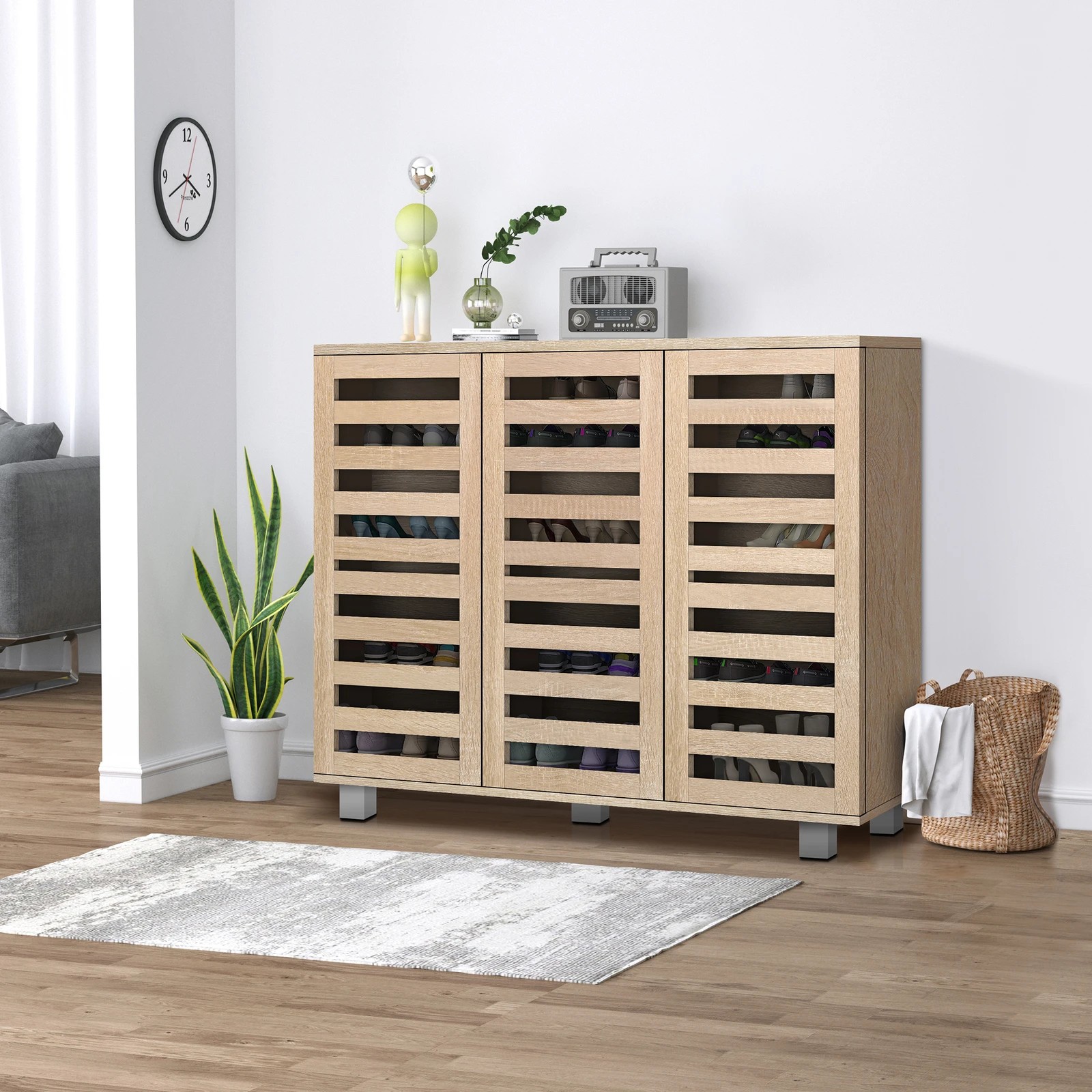 6 Alfordson Shoe Cabinet 30 pairs Storage Rack - Oak, 6 of 10