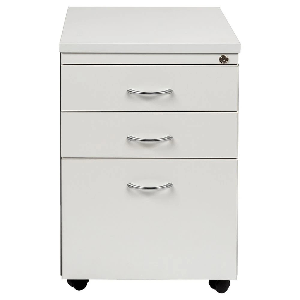 2 Velocity 3 Drawer Pedestal White and Ironstone Cabinets Pedestals, 2 of 5