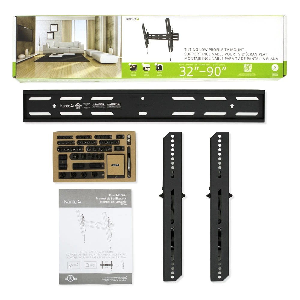 5 Kanto PT300 Low Profile Tilting TV Mount for 40" - 100" TVs - Black, 5 of 6