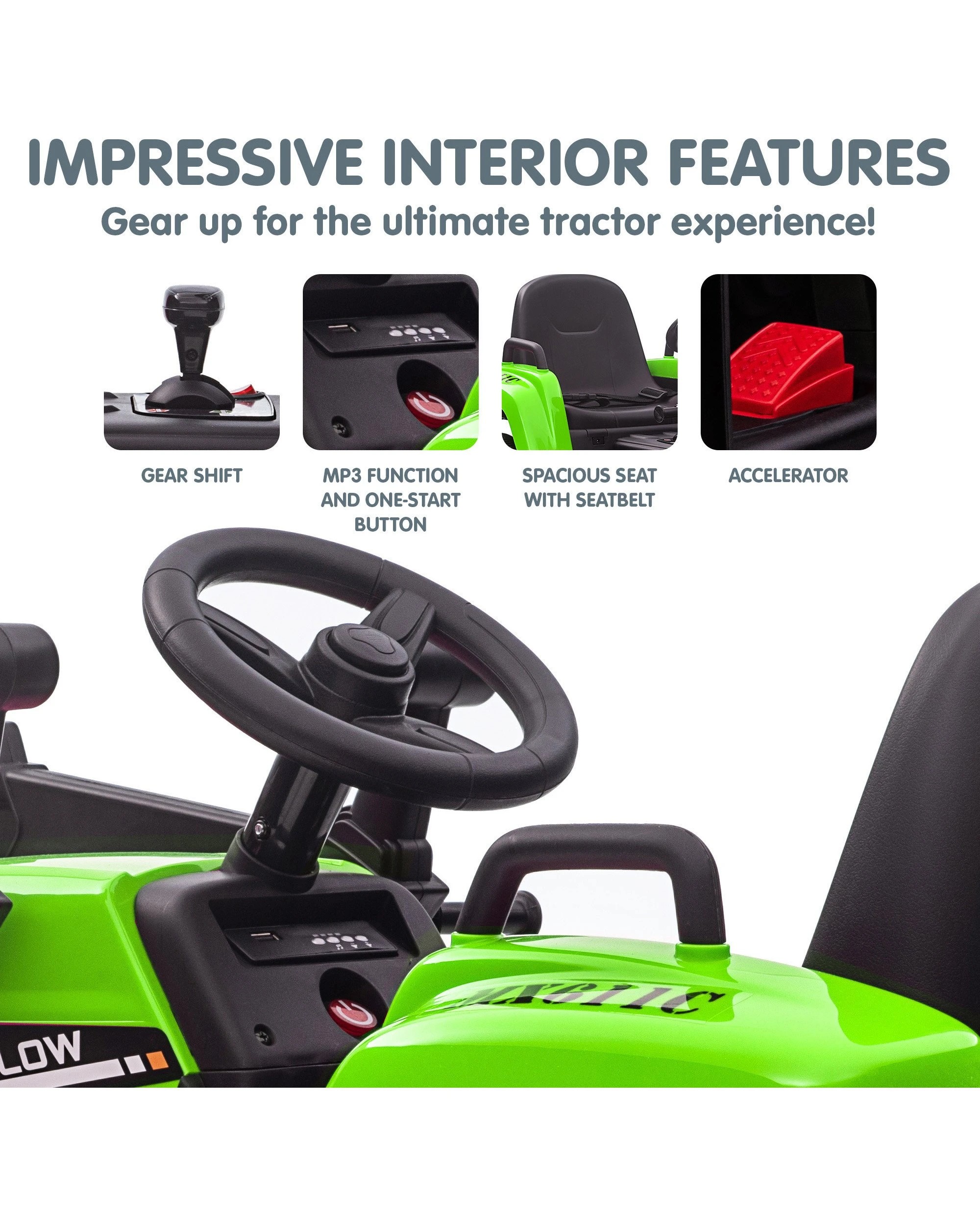 7 Kahuna MX-611C Kids Electric Ride On Car Tractor Digger Loader Grey, 7 of 10